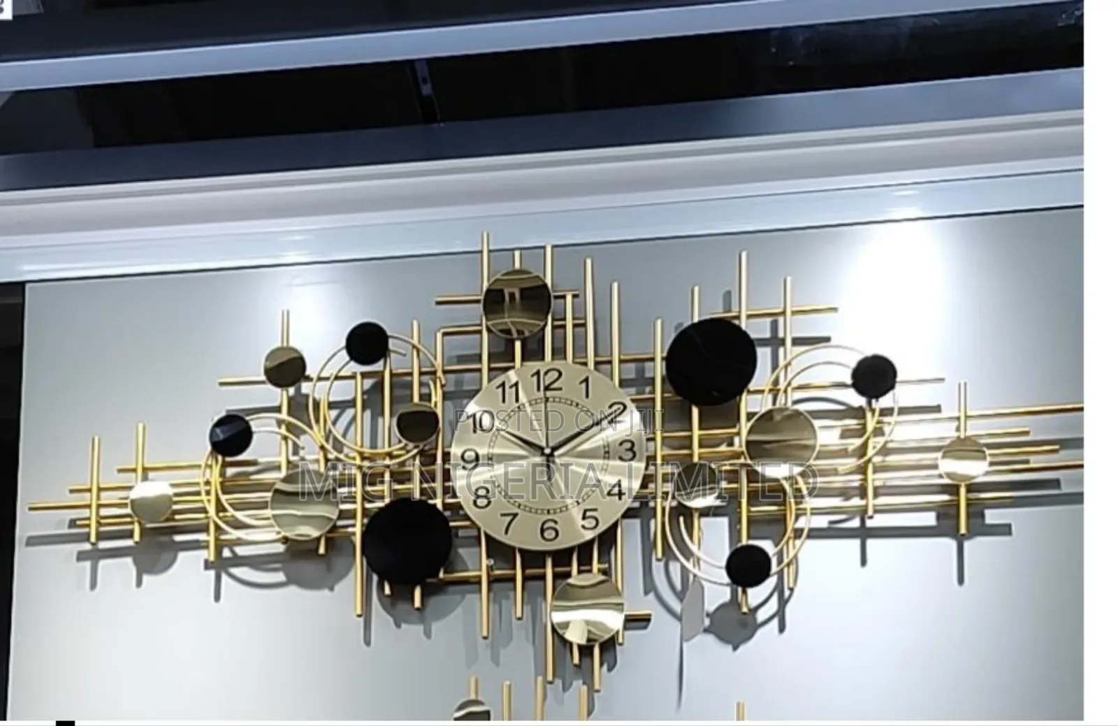 Wall Clock Modern Black Metallic Clock Large Creative