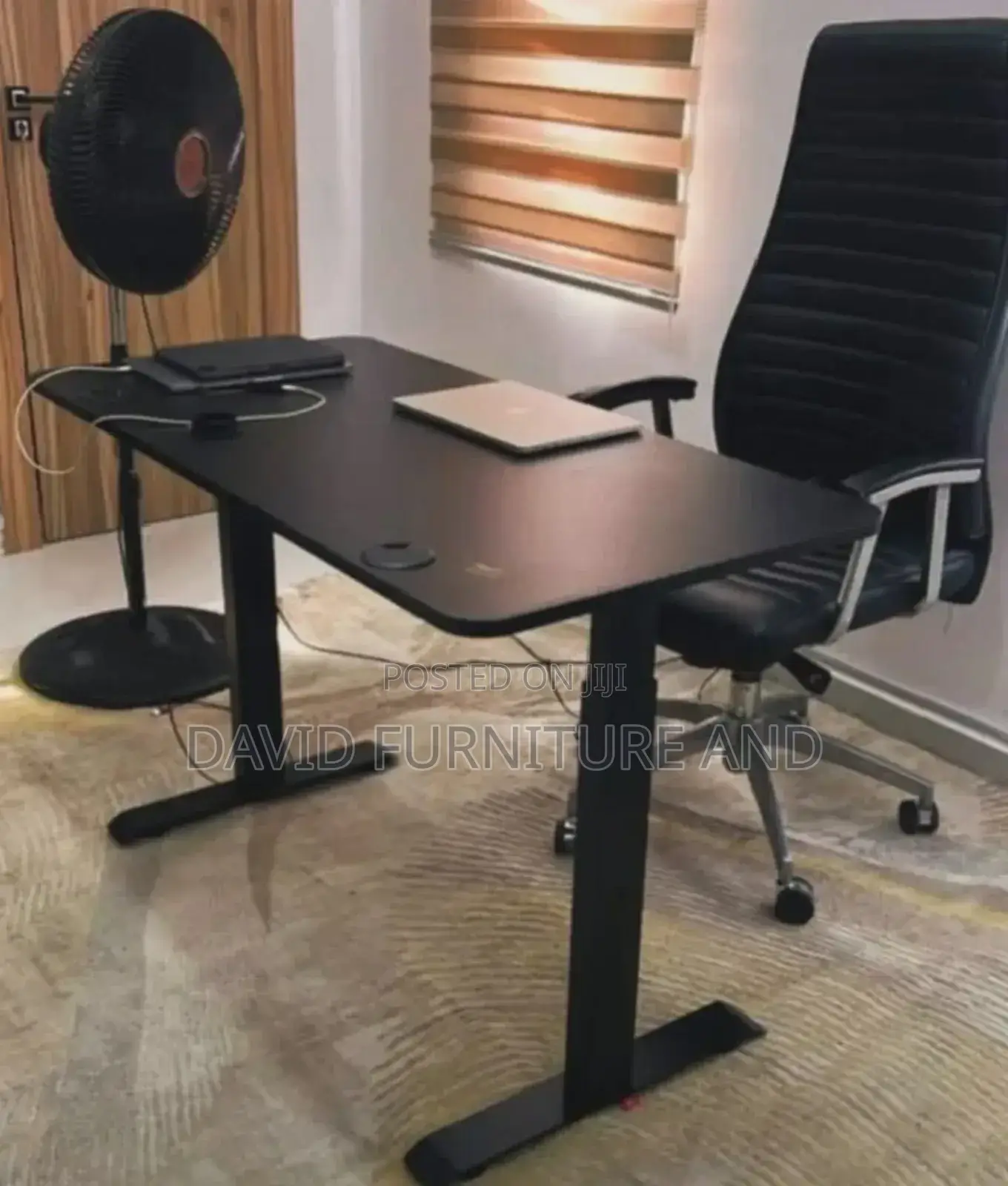 Executive Leather Chair With Electric Table.