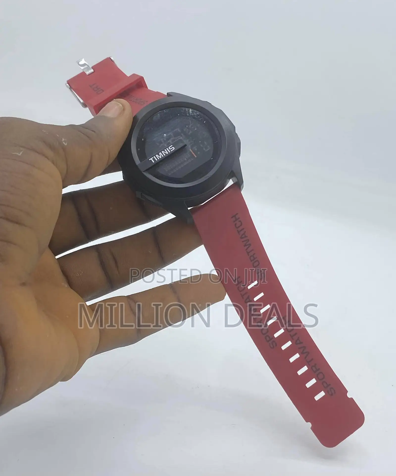 Red Sport Rubber Strap Men's Wrist Watch