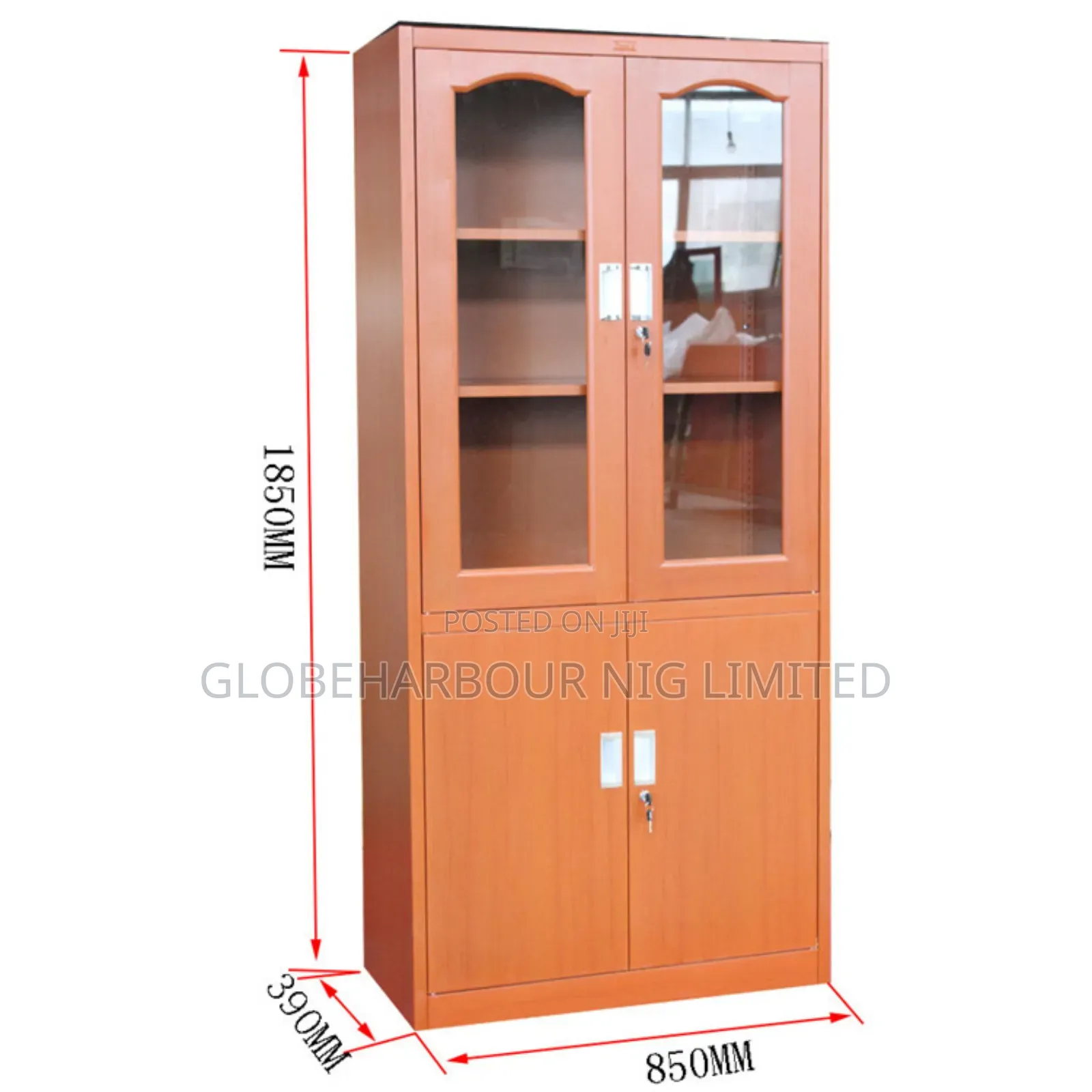 Luxury Full Height Half Glass Cabinet With Free Install