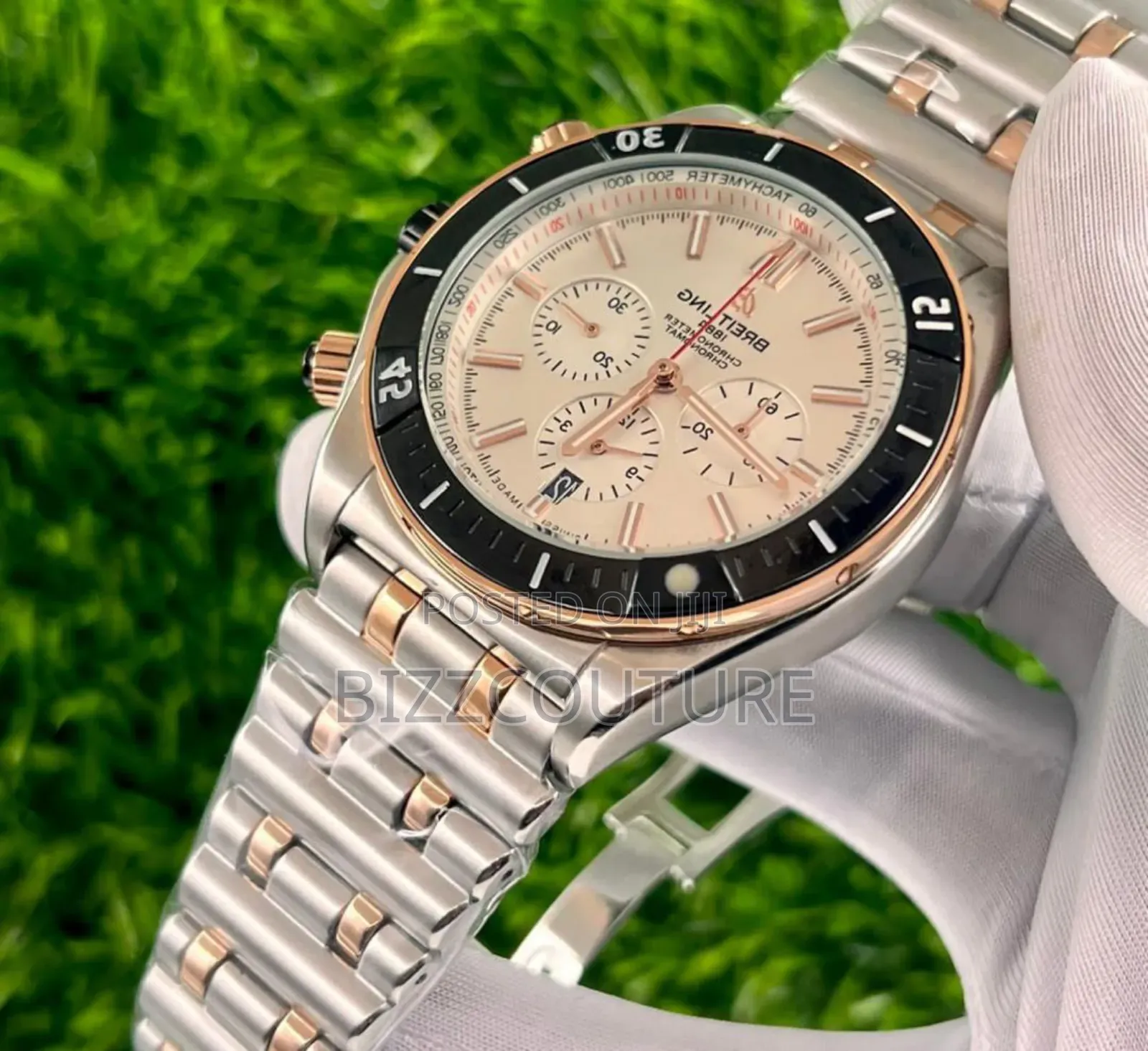Original Breitling Silver Gold Stainless Steel Watch