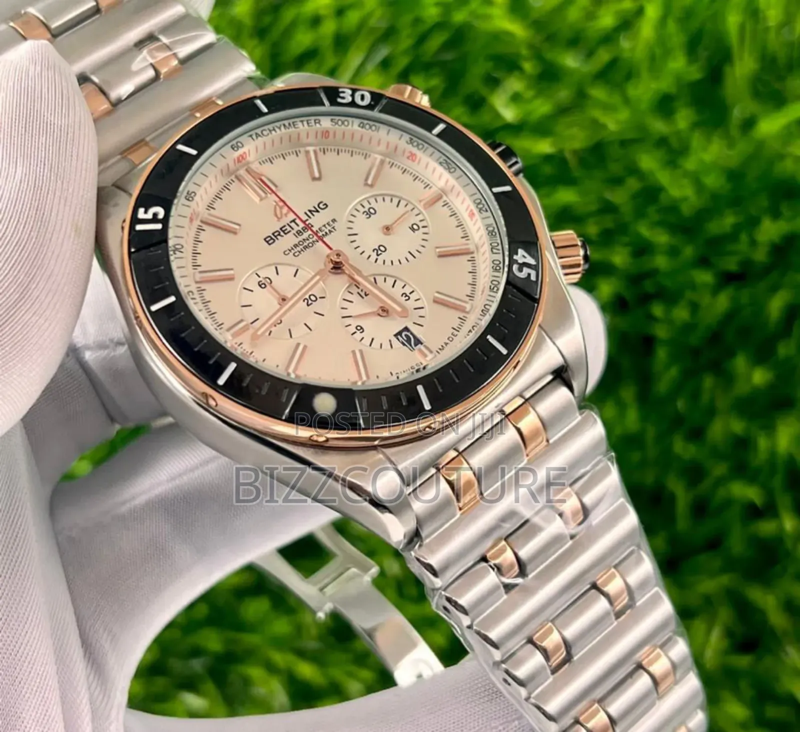 Original Breitling Silver Gold Stainless Steel Watch