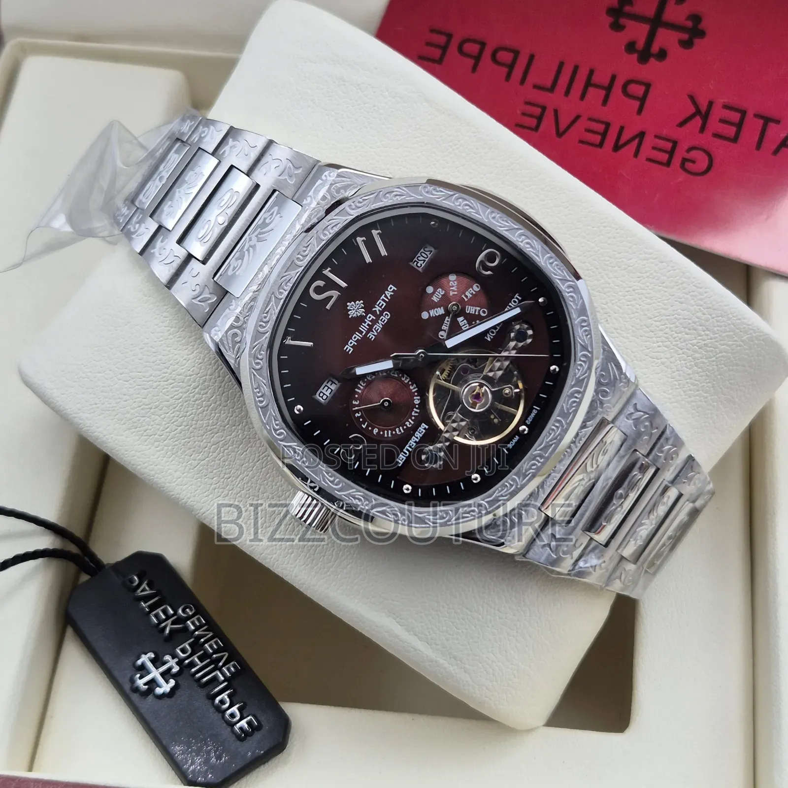 Original Patek Philippe Silver Stainless Steel Watch.