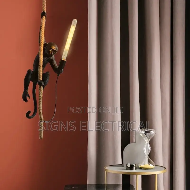 Modern Led Pendant Lamp Resin Simian Art Monkey Pendantlight