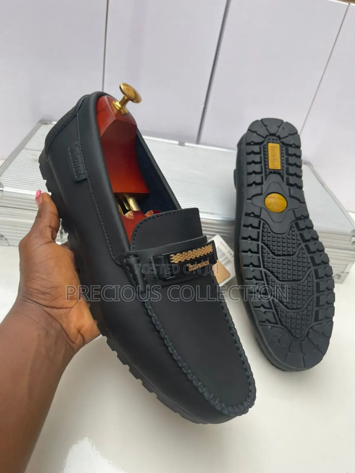 All Black Timberland Matte Leather Loafers