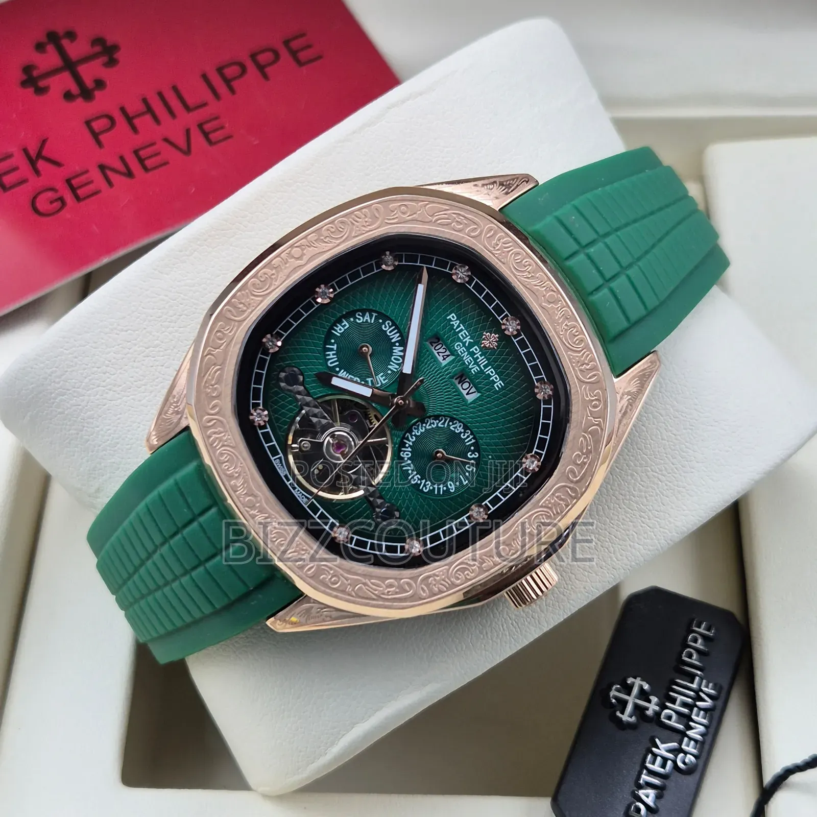Original Patek Philippe Green Rubber Strap Leather Watch