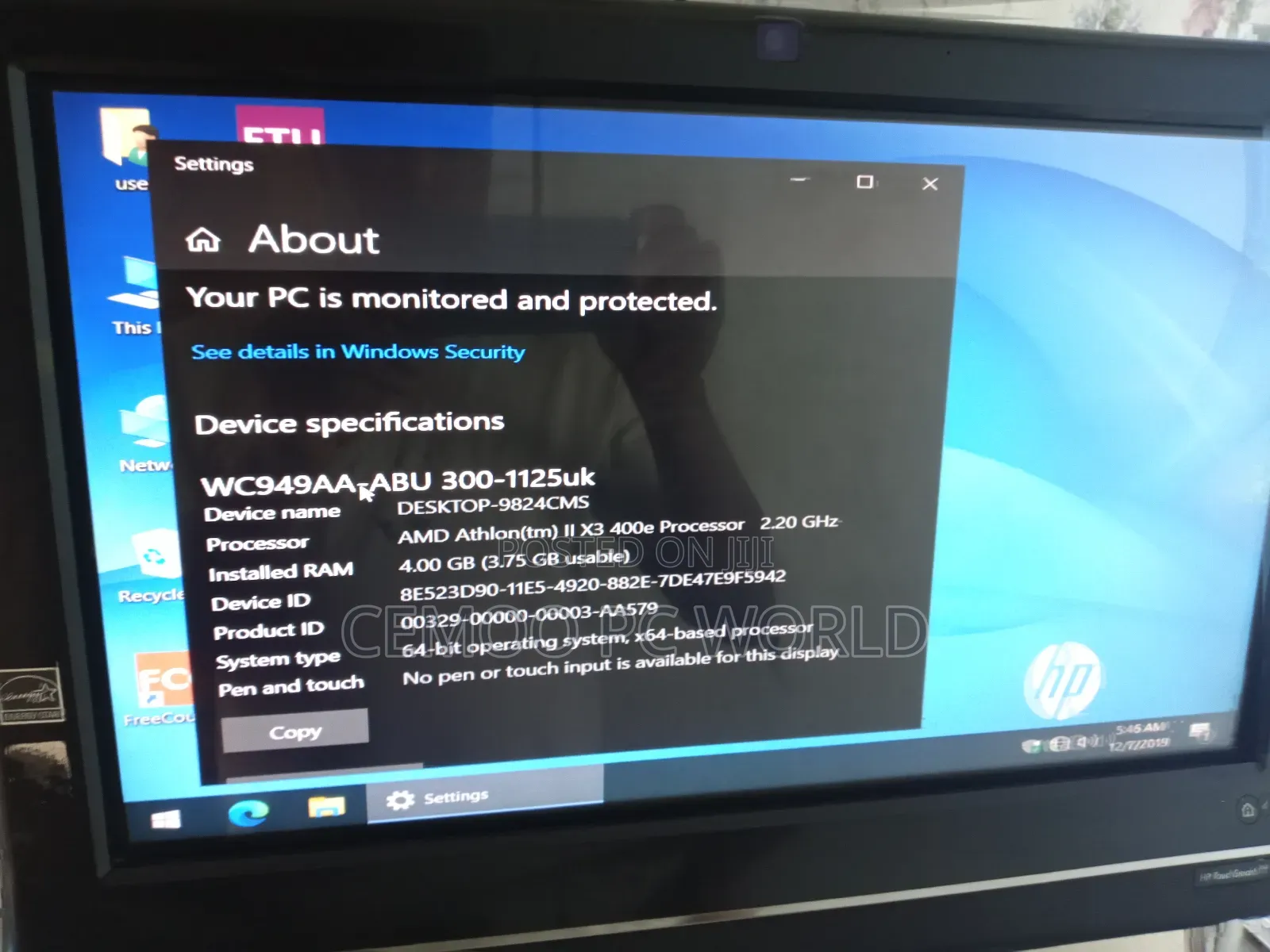 Desktop Computer HP 4GB AMD A10 HDD 500GB