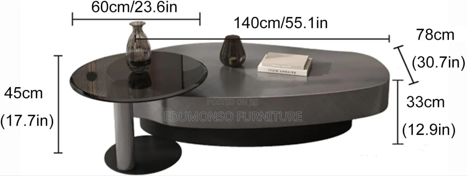 Westux Irregular Oval Coffee Table,Stainless Steel