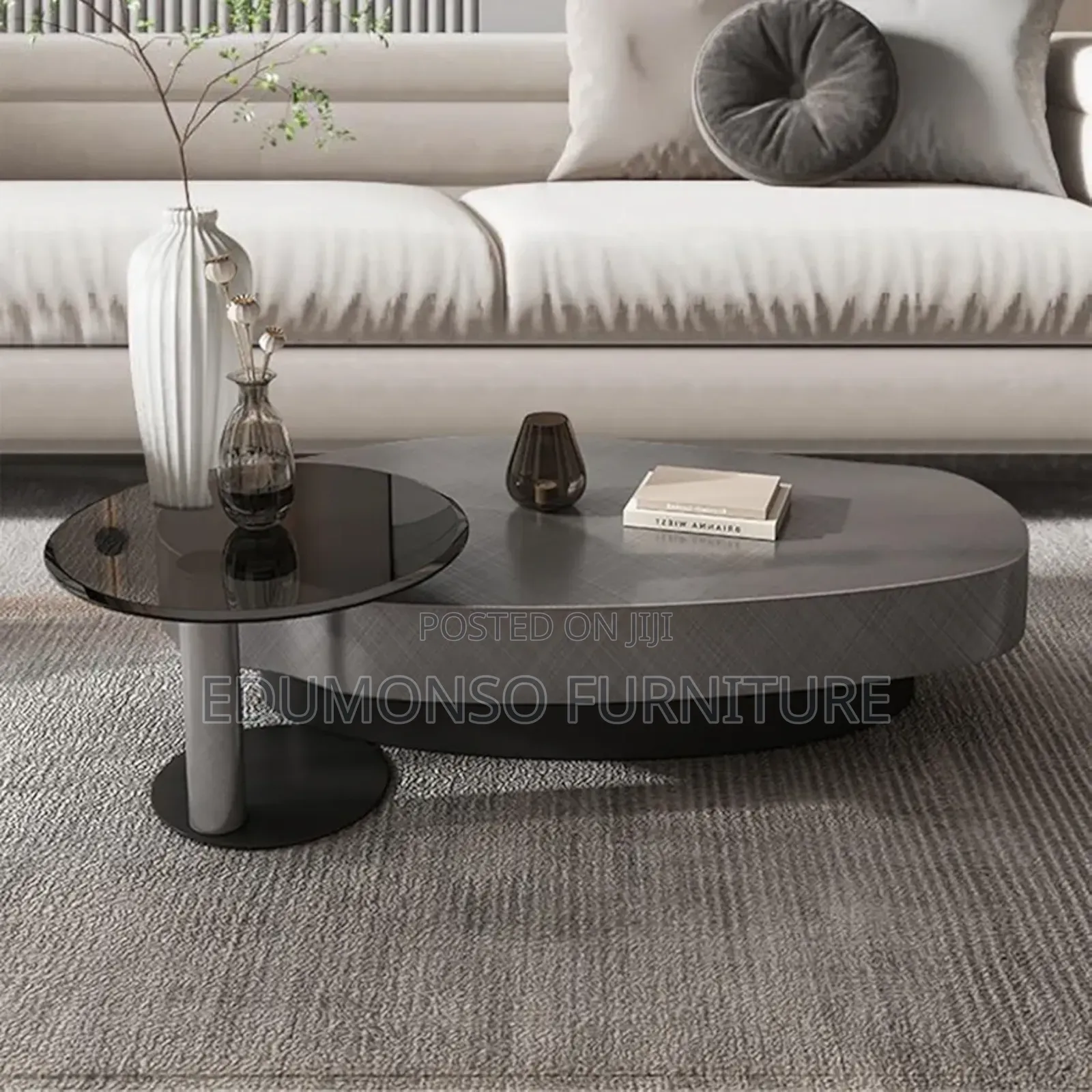 Westux Irregular Oval Coffee Table,Stainless Steel