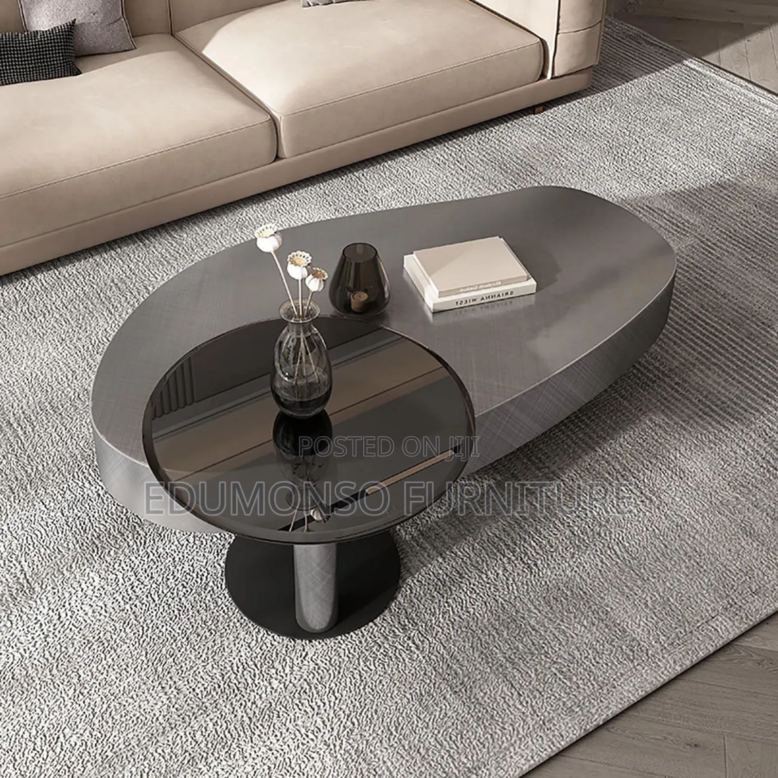 Westux Irregular Oval Coffee Table,Stainless Steel
