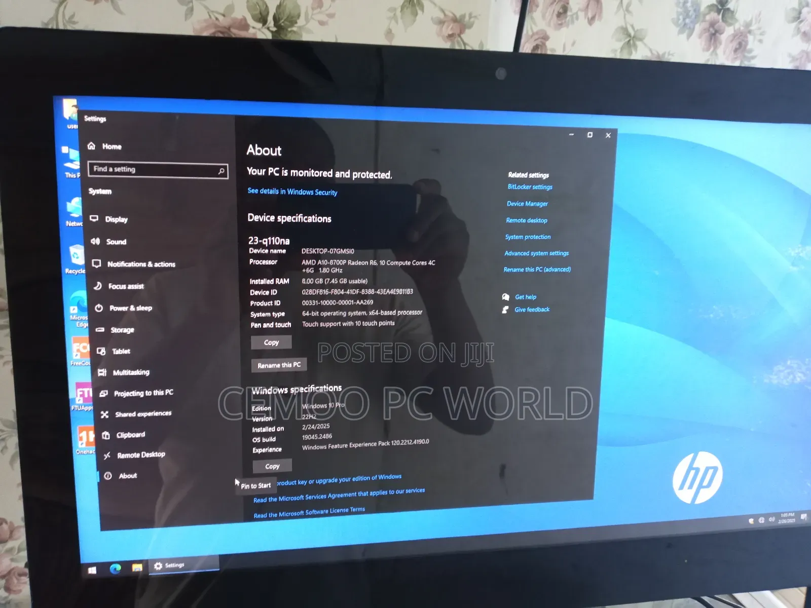 Desktop Computer HP 8GB AMD A10 HDD 500GB