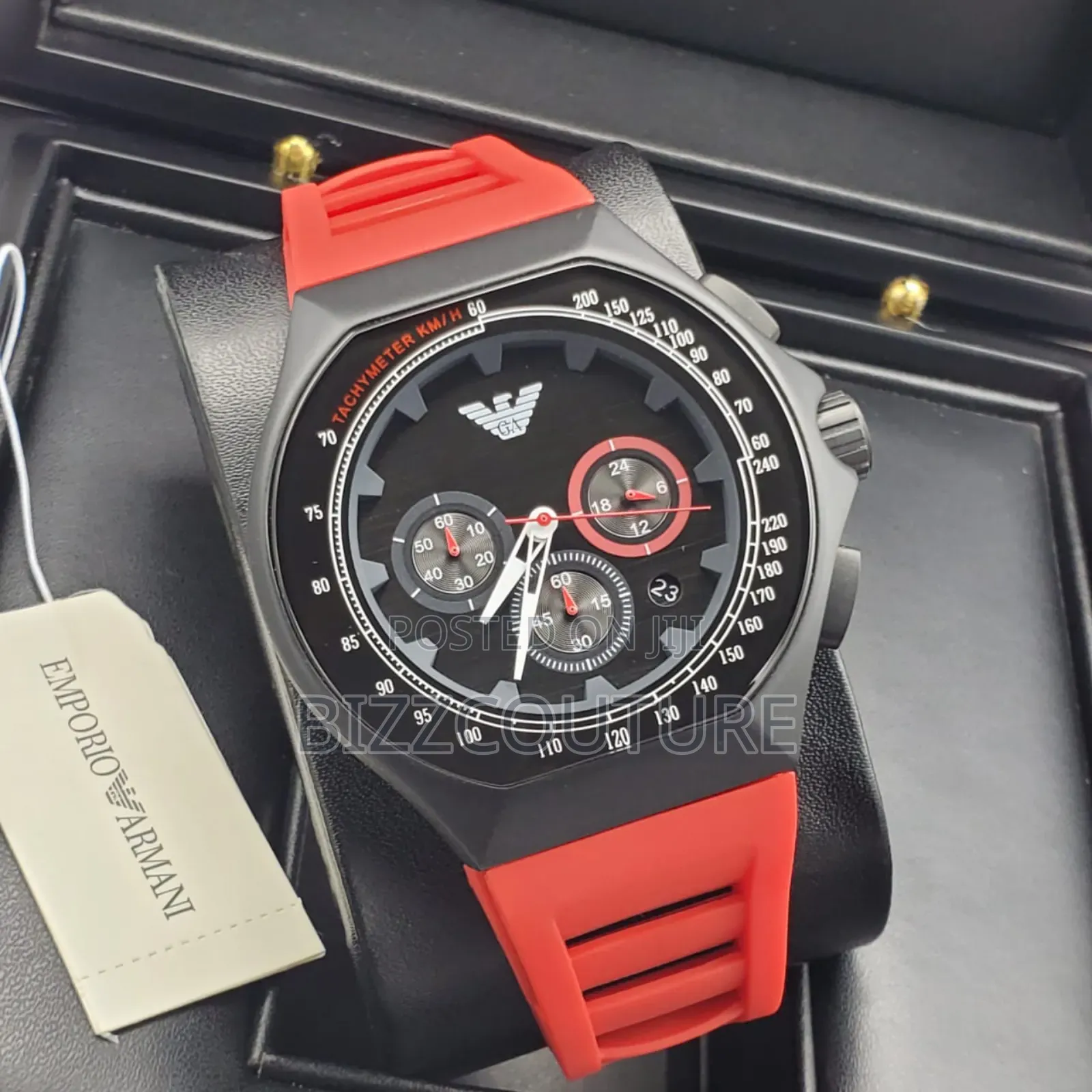 Original Emporio Armani Red Rubber Strap Watch