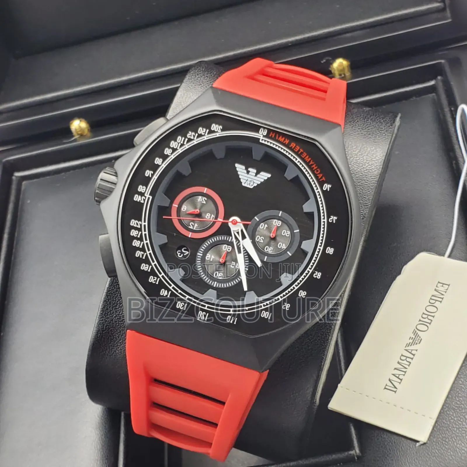 Original Emporio Armani Red Rubber Strap Watch