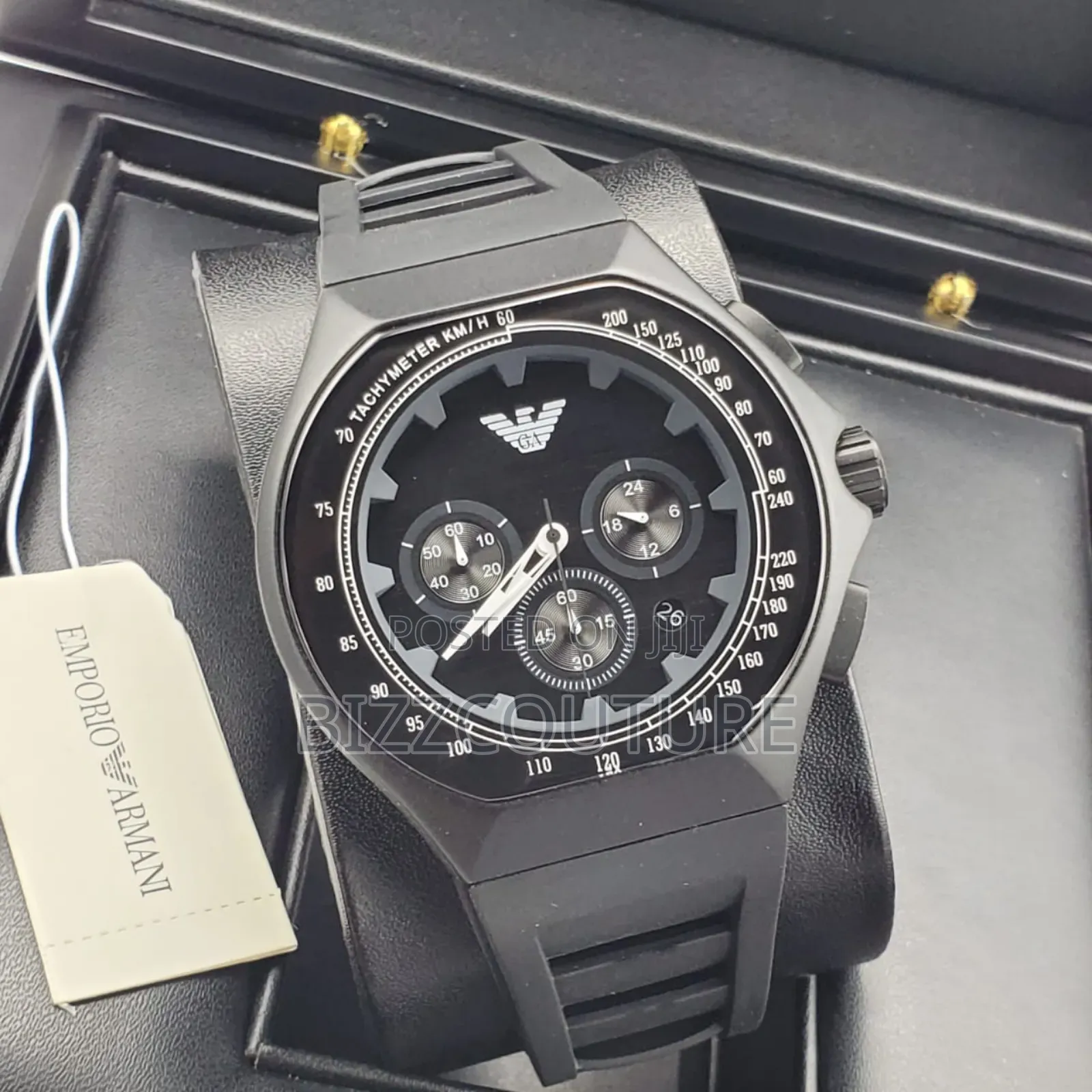Original Emporio Armani Black Rubber Strap Watch