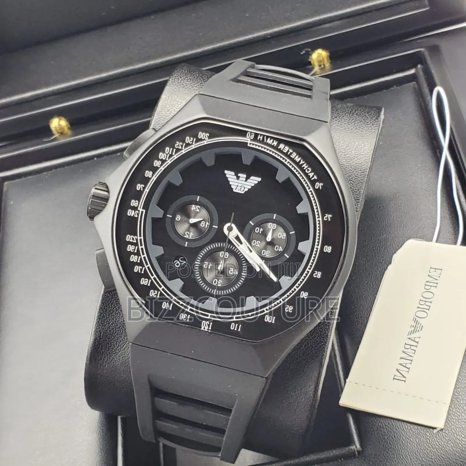 Original Emporio Armani Black Rubber Strap Watch