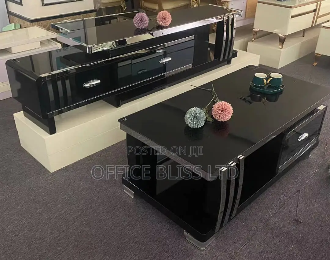 A Set of Tv Stand and Center Table With Dual Drawers