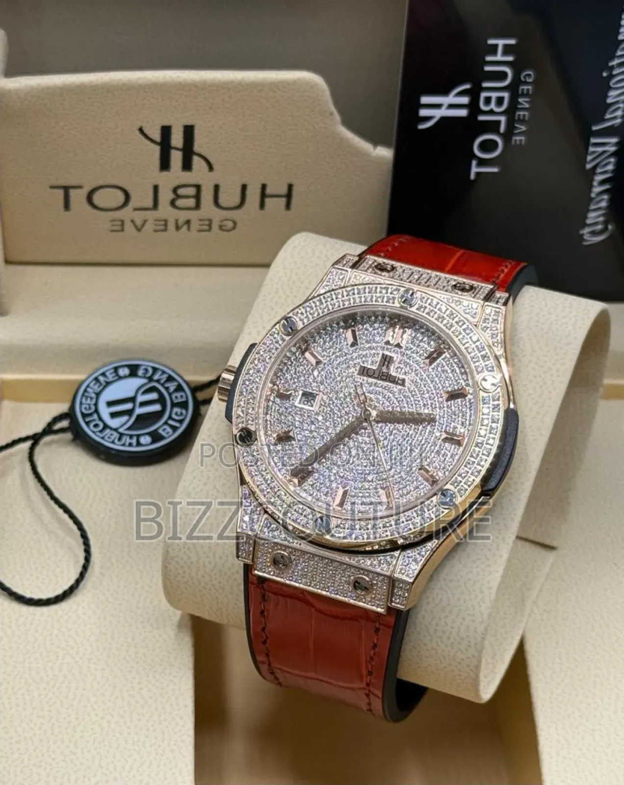 Original Hublot Leather Brown Strap Watch