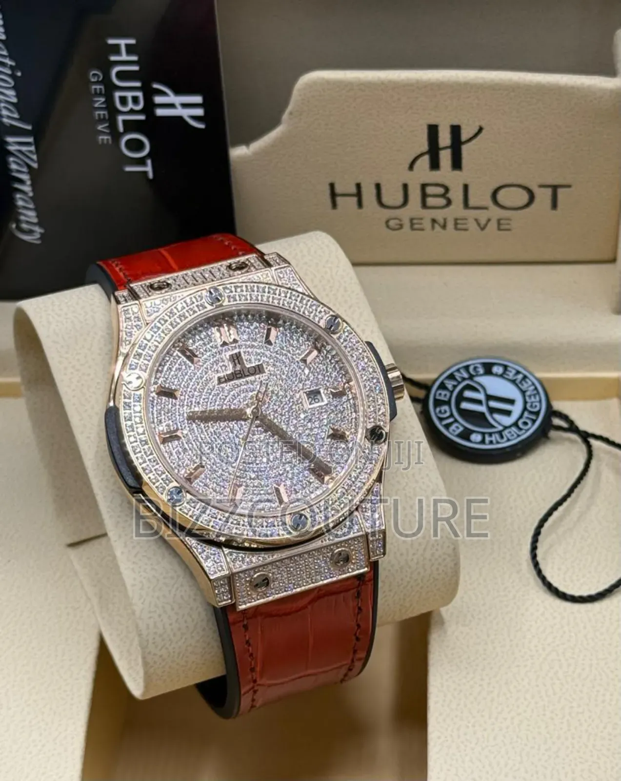 Original Hublot Leather Brown Strap Watch
