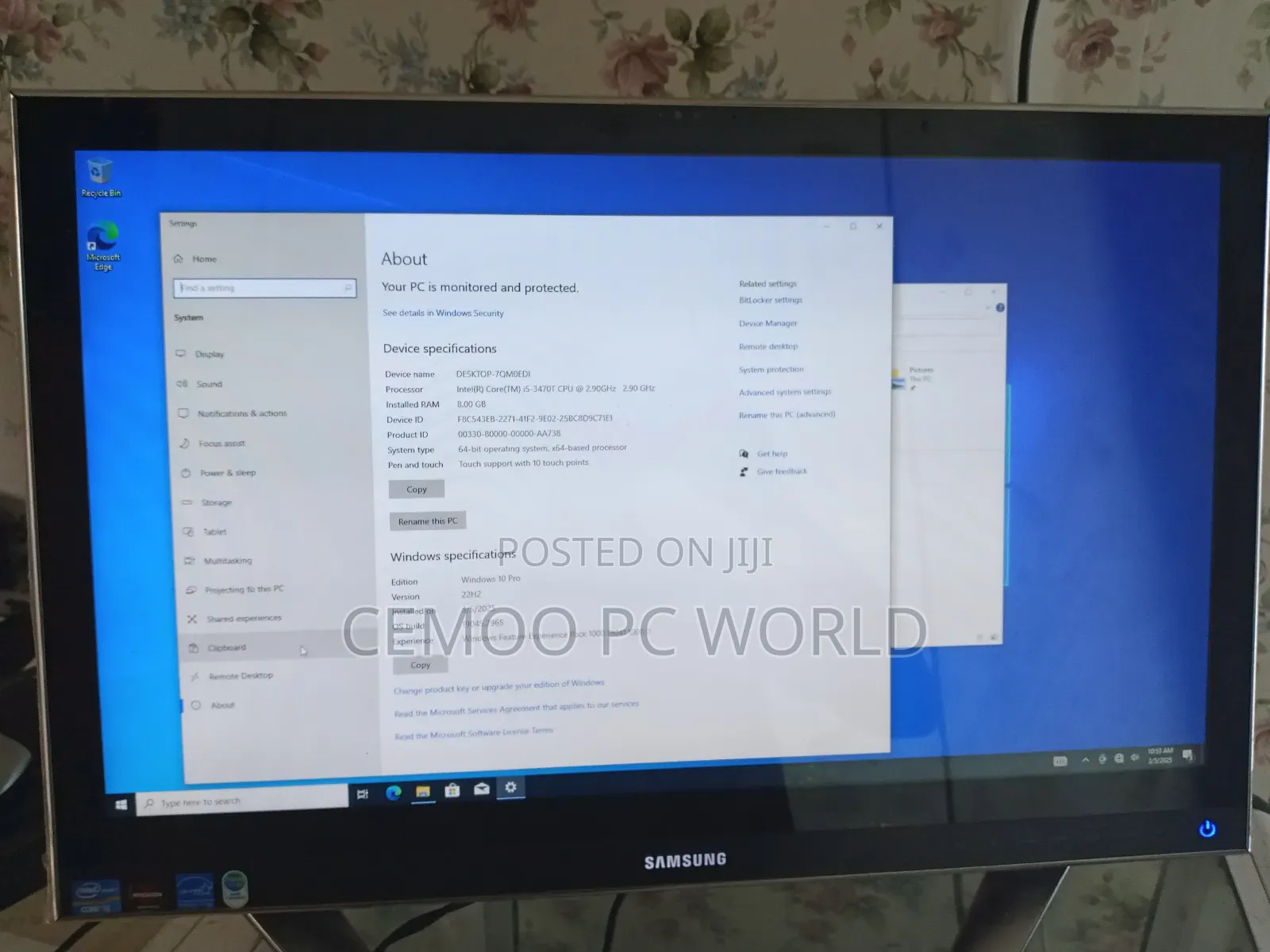 Desktop Computer Samsung AiO 24 8GB Intel Core I5 HDD 500GB