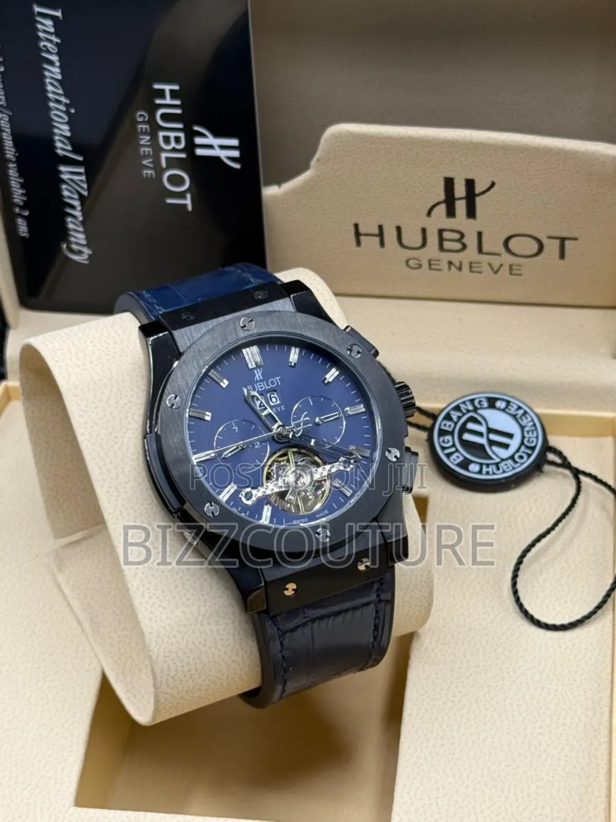 Original Hublot Blue Leather Strap Watch Available in Store