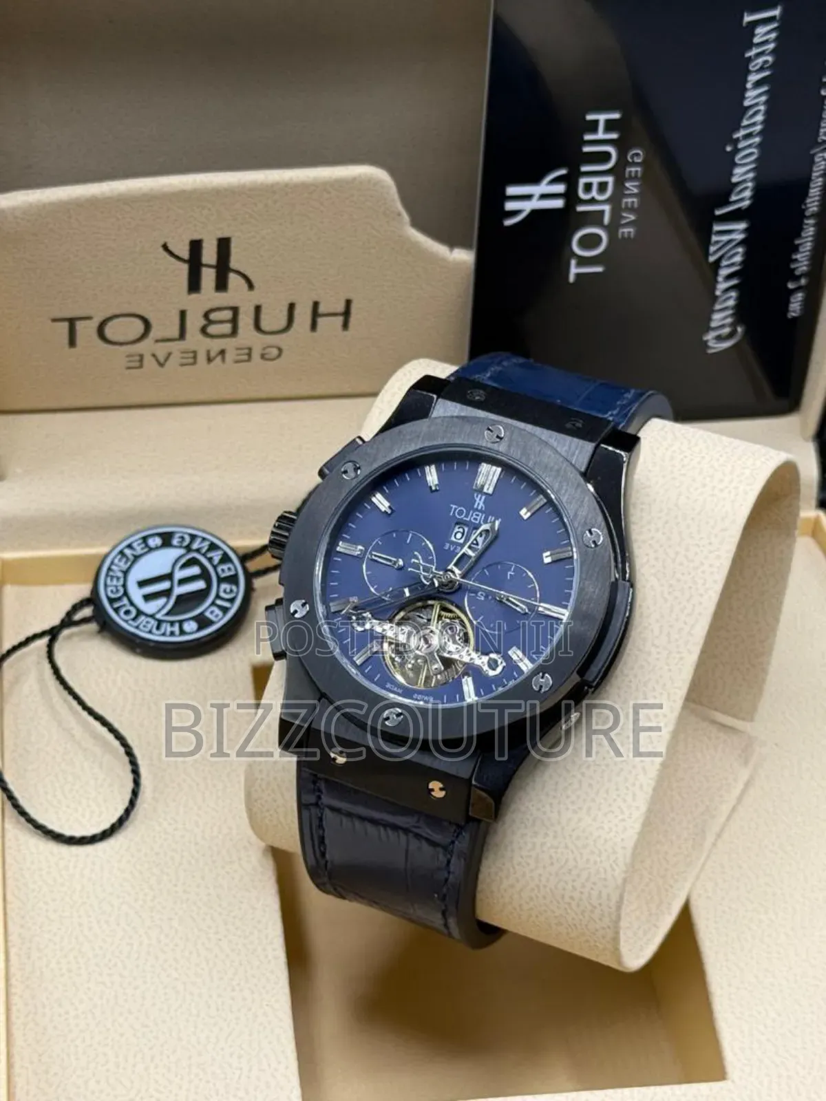 Original Hublot Blue Leather Strap Watch Available in Store