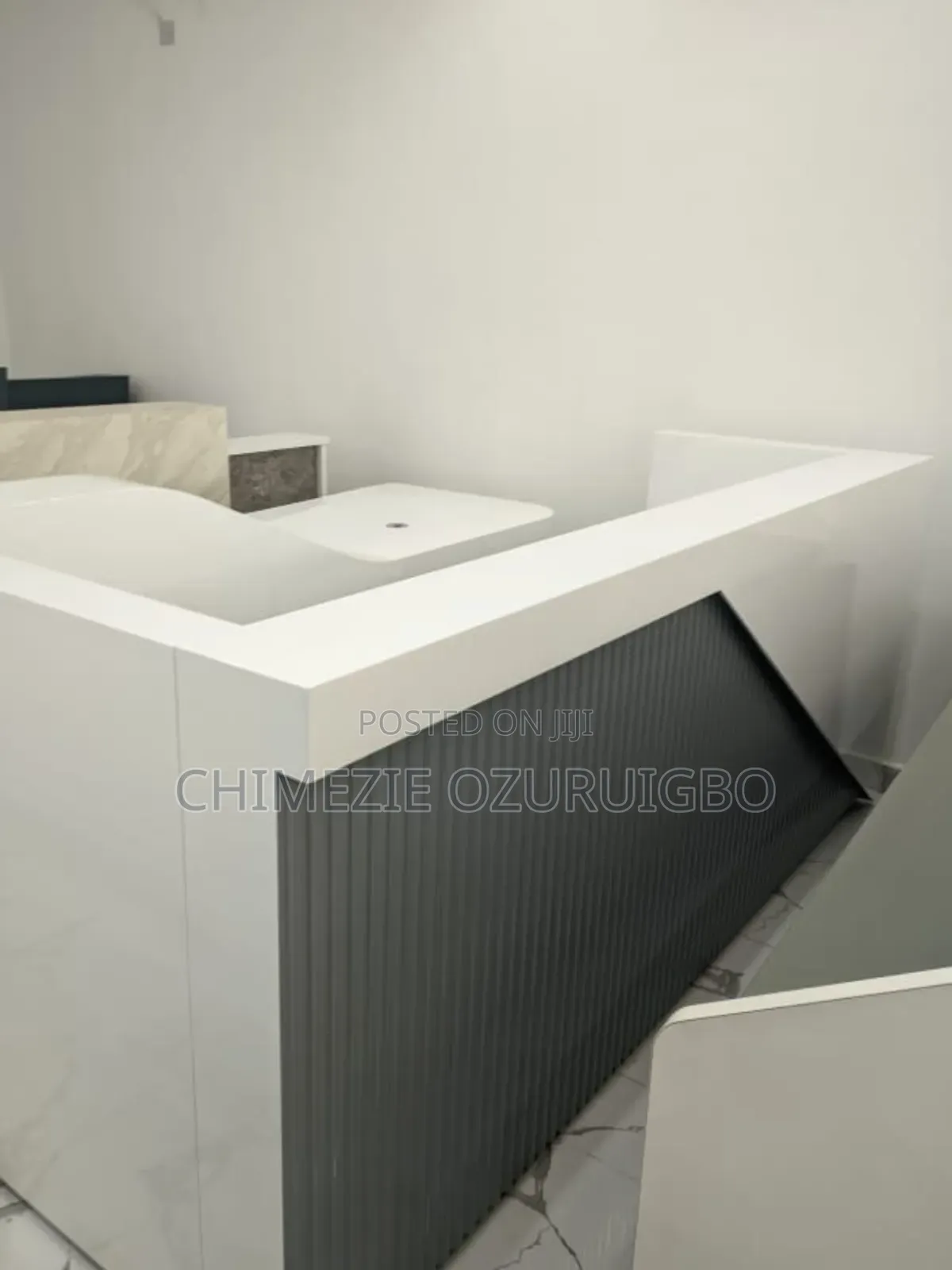 2 Meters White and Grey Office Reception Table