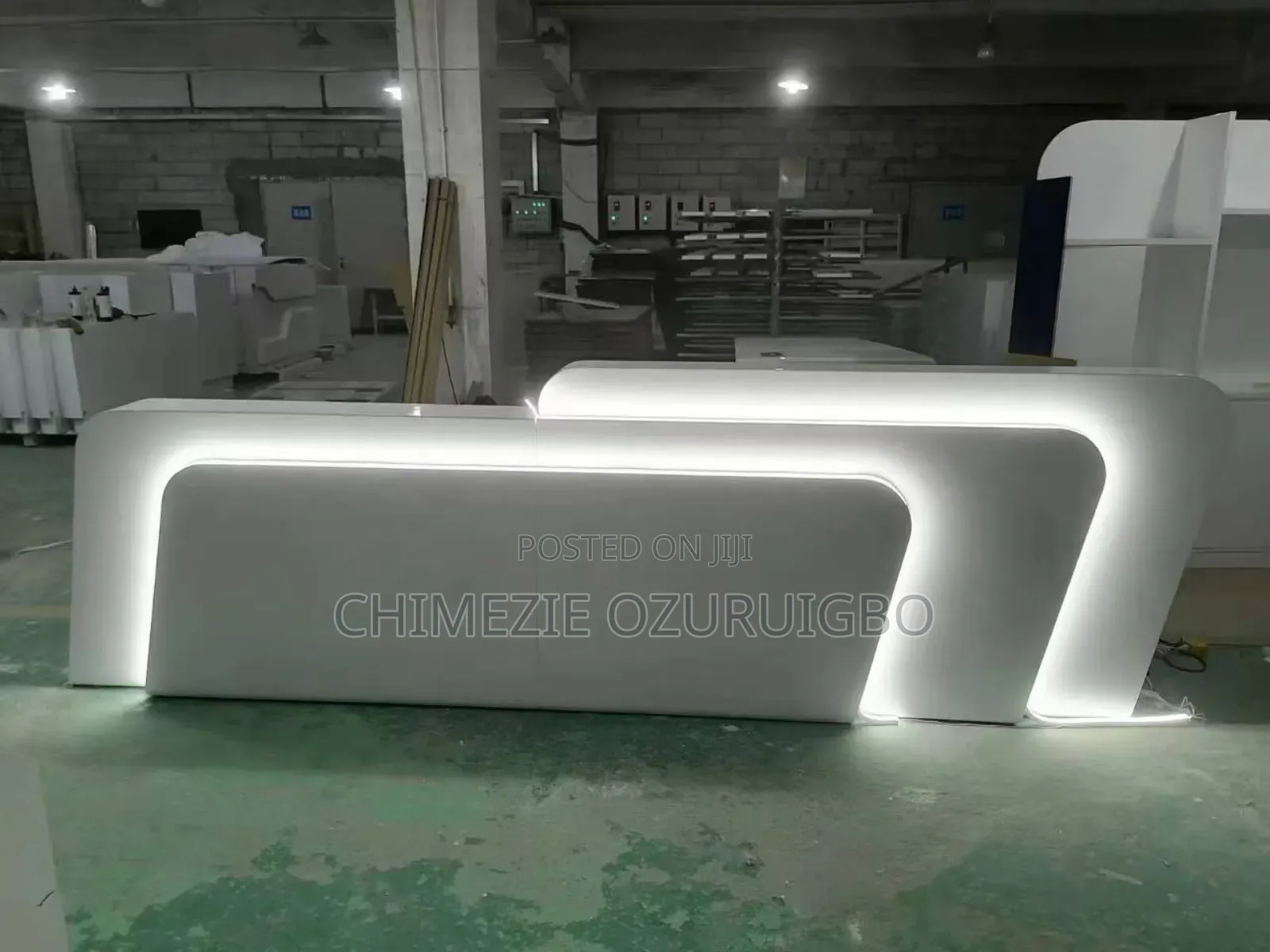 Grey Coloured 2.4 Meters Reception Table With Light Designs