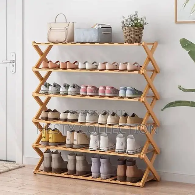 Collapsible Luxury Wooden Bamboo Shoe Rack Organizer
