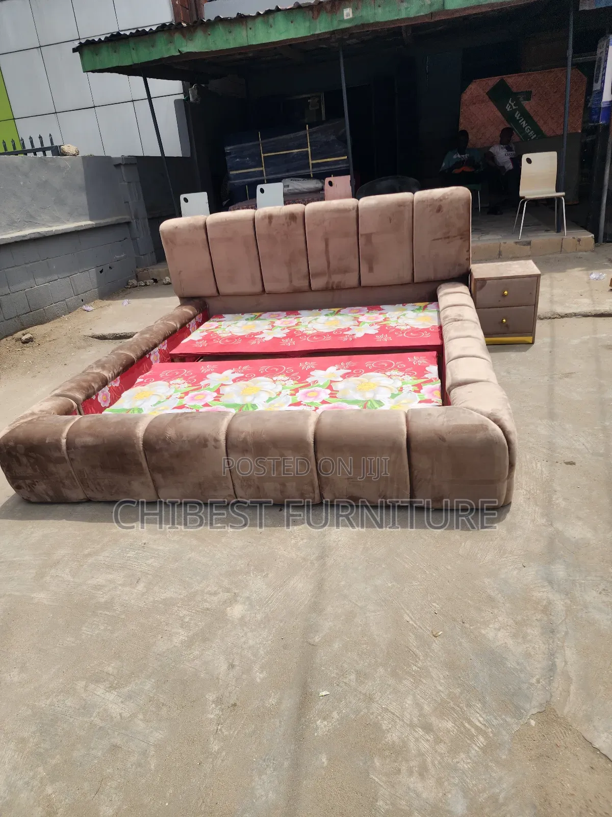 Luxury Upholstery 7by6 Bed Stand With Side Drawer