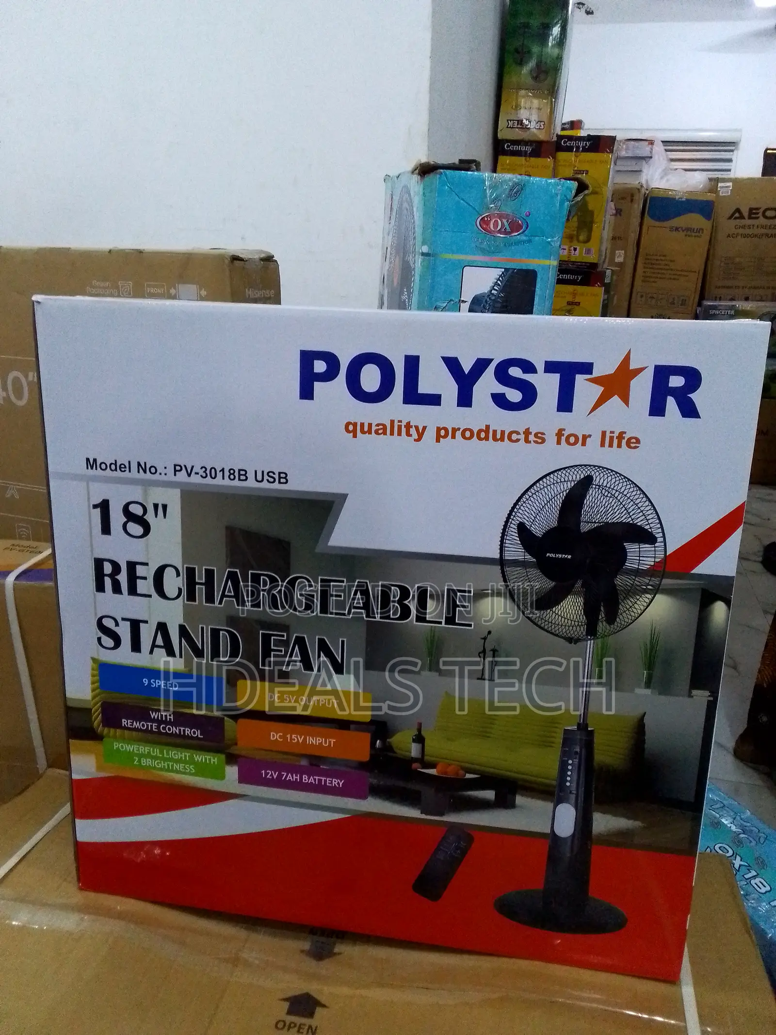 Top Value- Polystar 18inches Rechargeable Fan