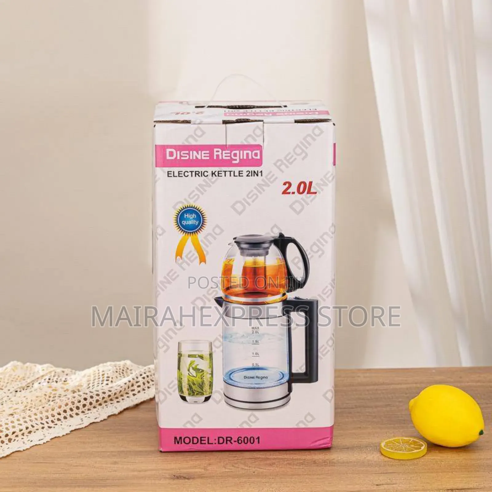 Disnie Regina Double-Layered (2in1) Glass Electric Kettle
