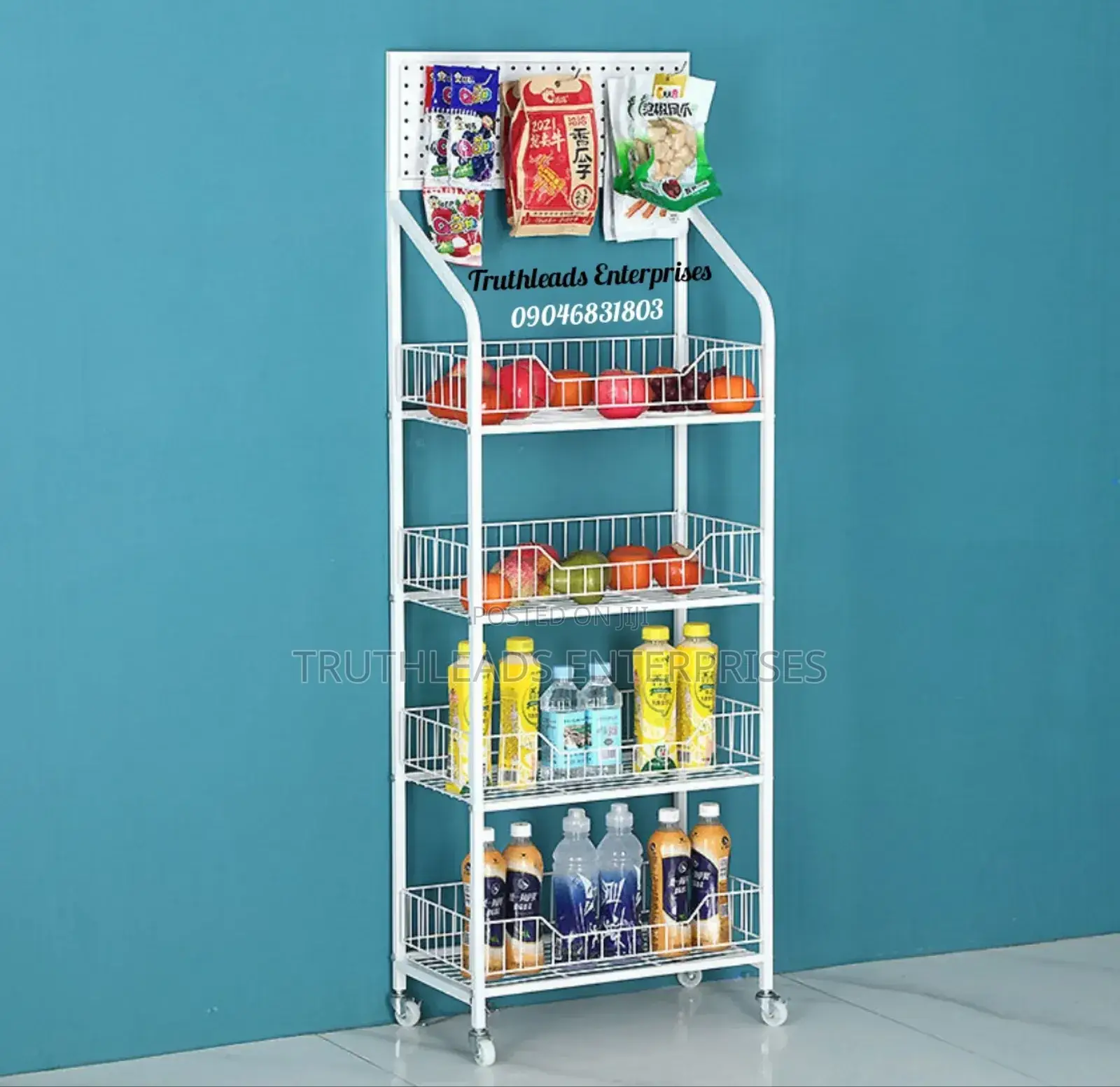 Multipurpose Display Rack With 10 Free Hanging Hooks