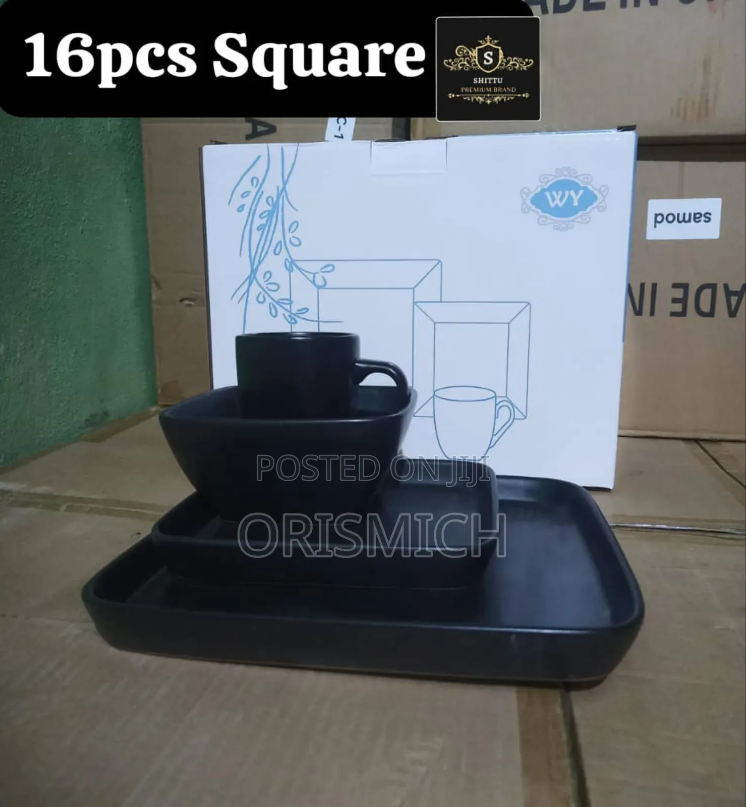 16pcs Dinner Set Black Square