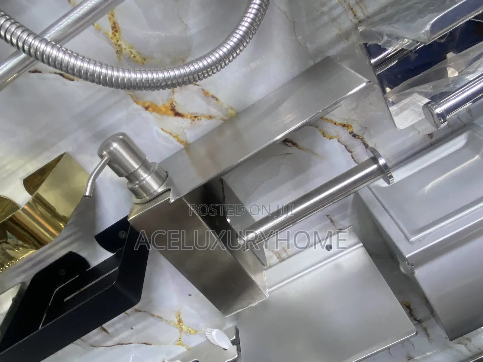 Chrome Tissue Holder With Soap Dispenser
