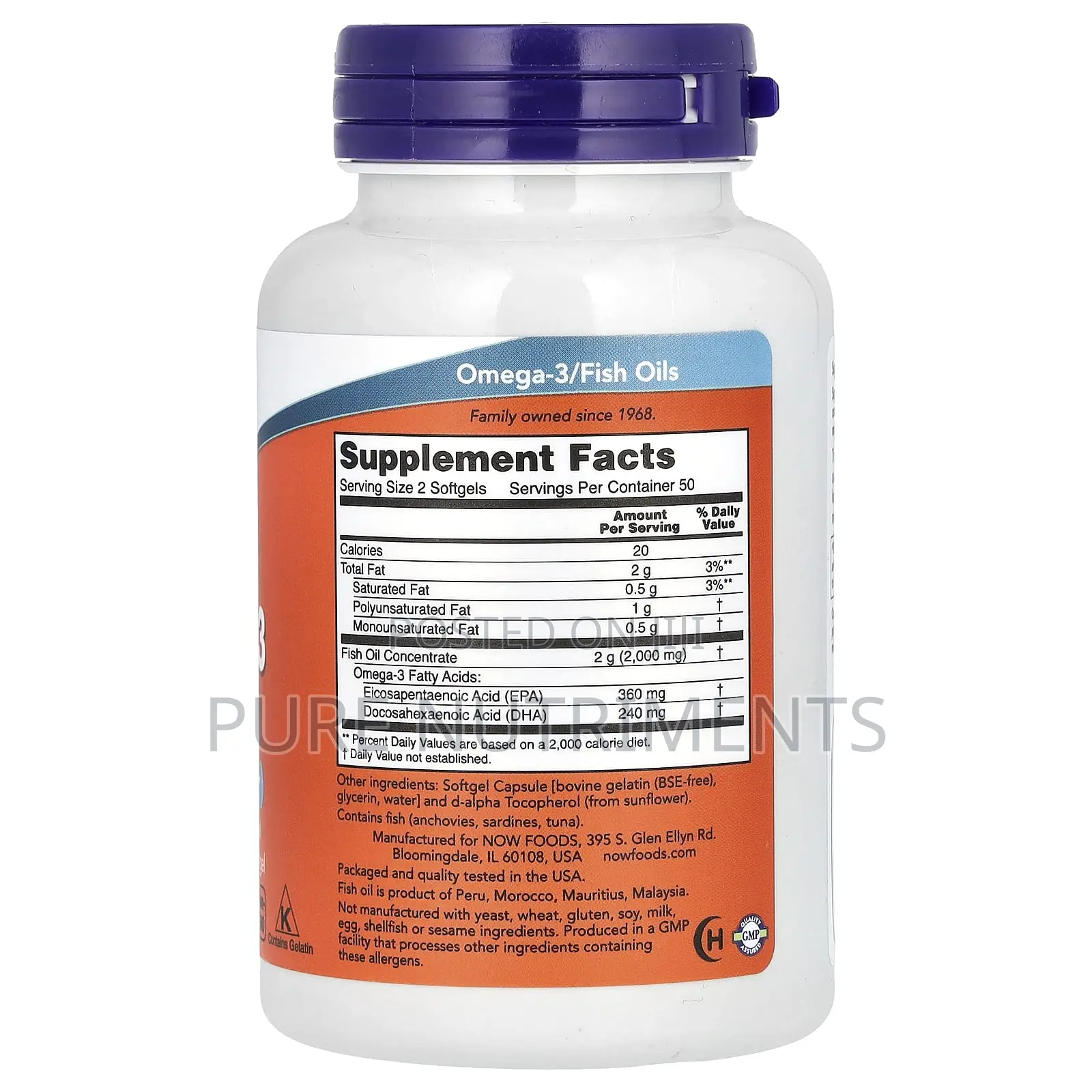 Now Omega-3 Fish Oil 1000mg - 100 Soft Gels