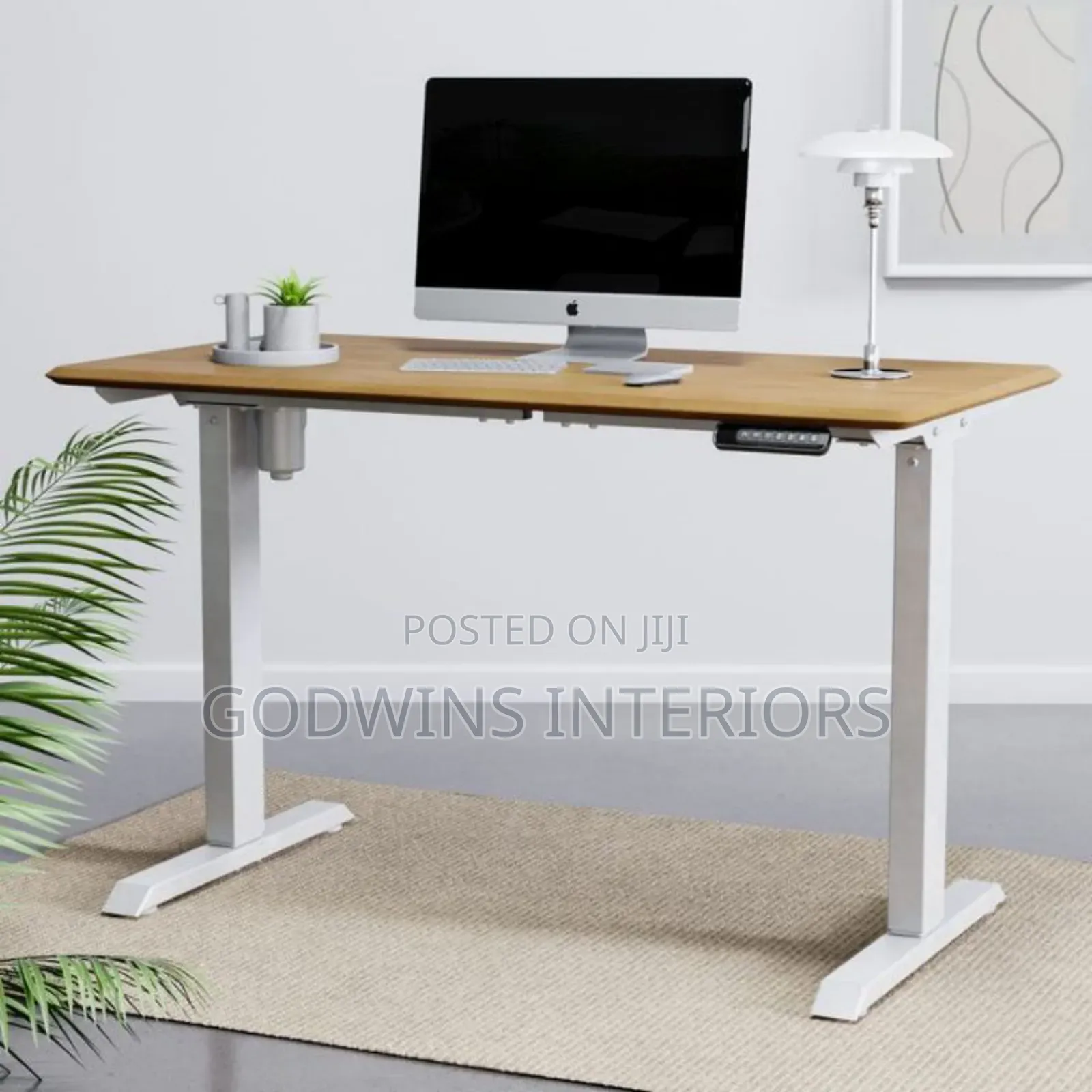 Modern Electric Desk Brown Top 1.4mtr