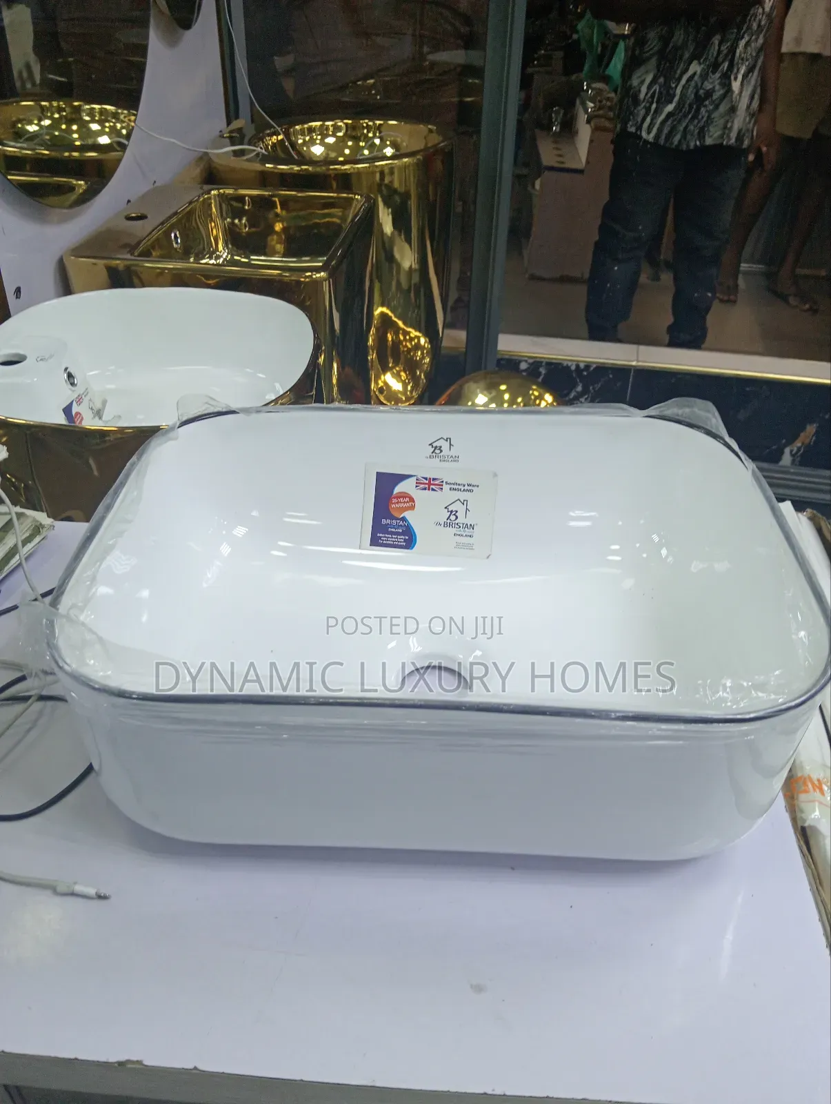 Luxury Square White With Black Design Countertop Basin