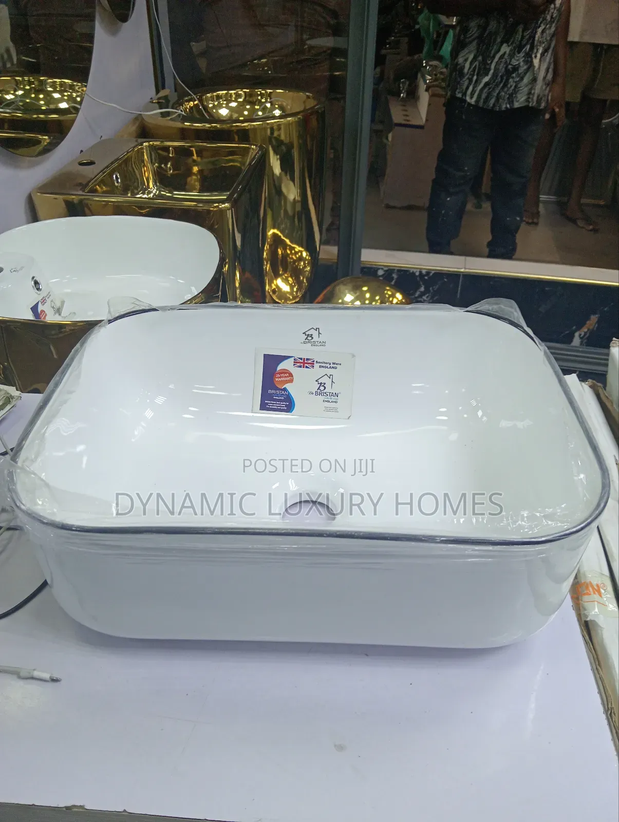 Luxury Square White With Black Design Countertop Basin