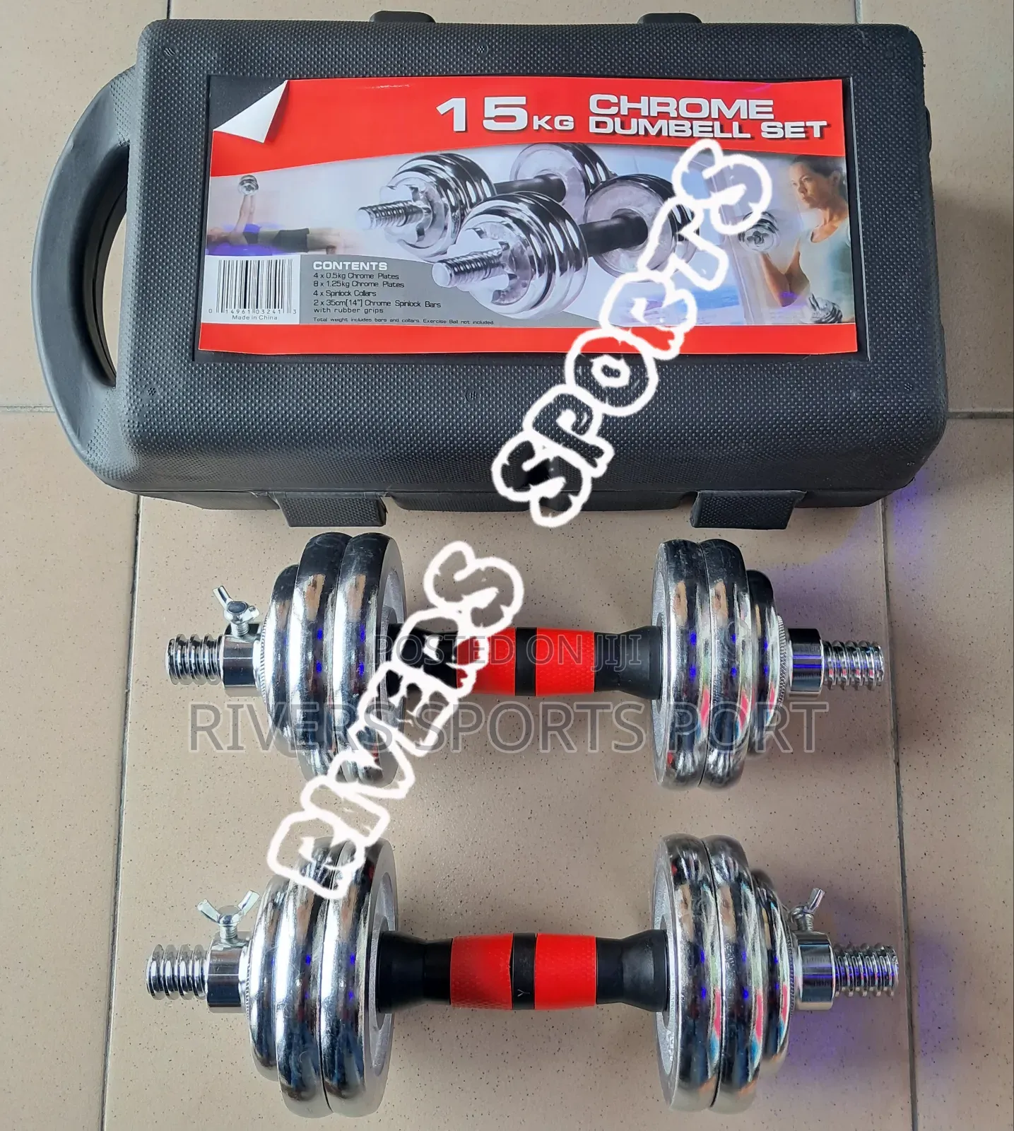 2in1 15kg Adjustable Chrom Dumbbell With Extension Bar/Connector Box