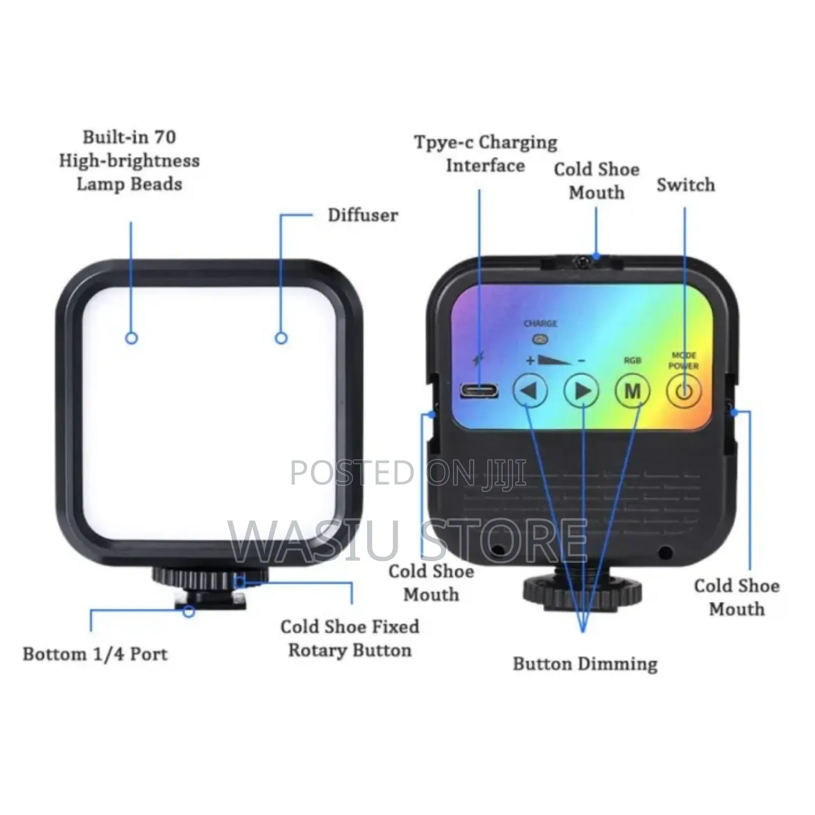 RGB Full Color Led Rechargeable Camera Video Light