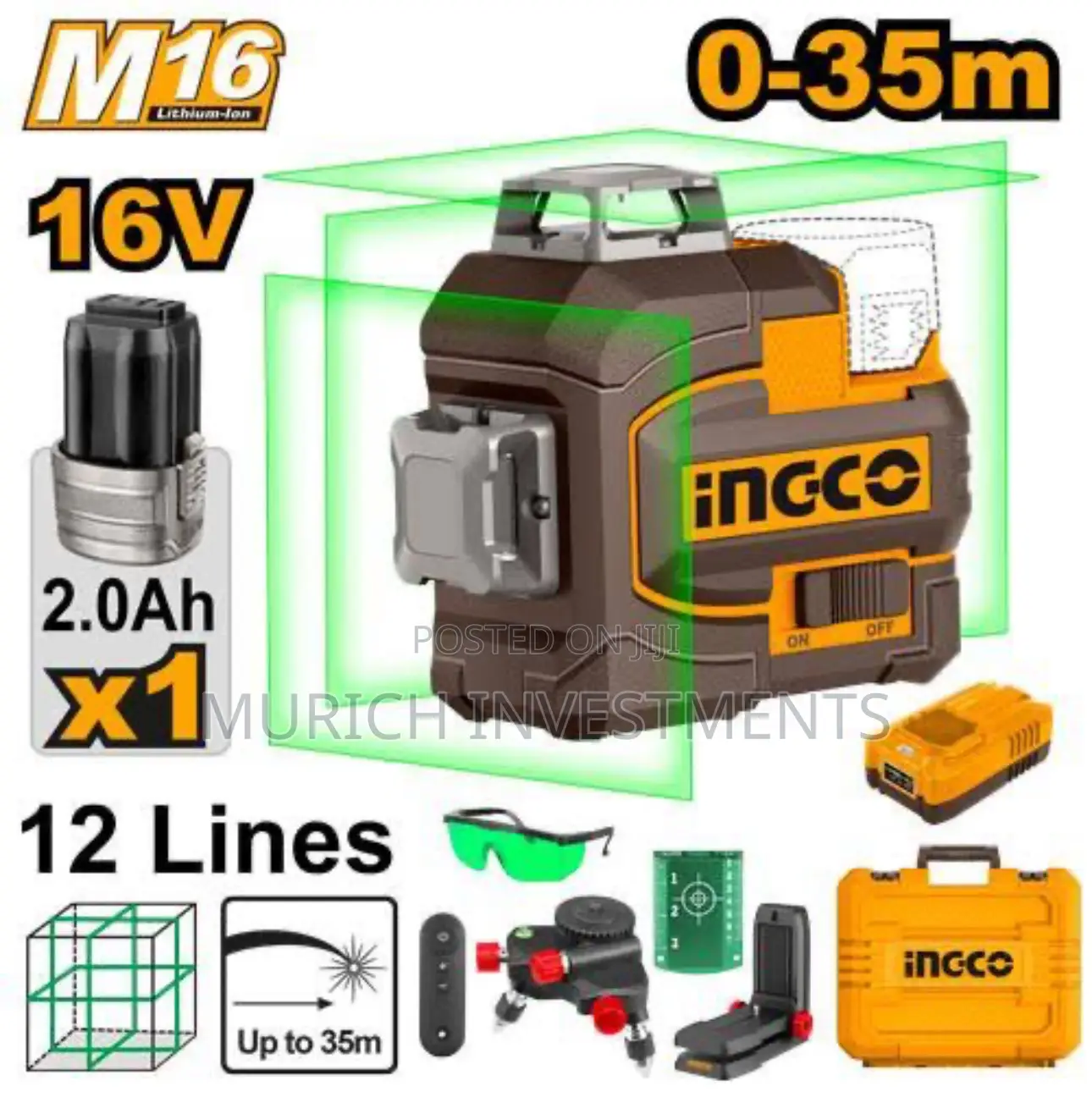 Self-Leveling Green Laser 3d Battery 12l16v Li-Ion 1 X 2.0ah