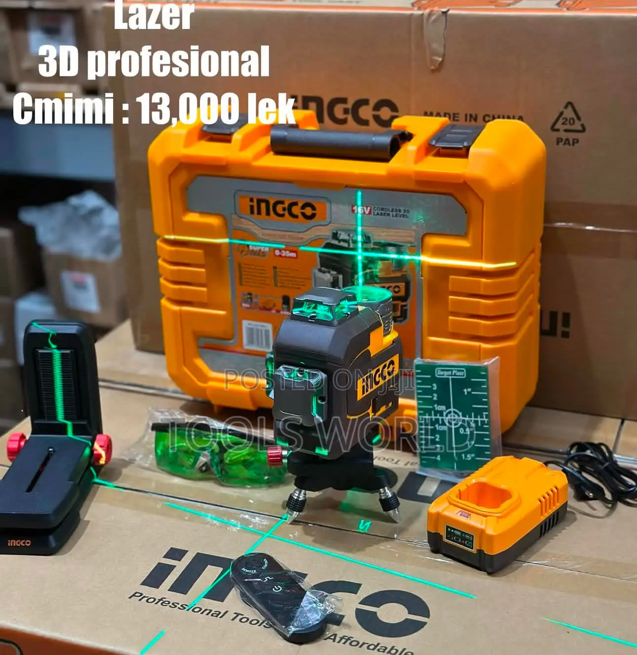 Ingco Hll301201 Cordless 3d Laser Level 16v 12lines