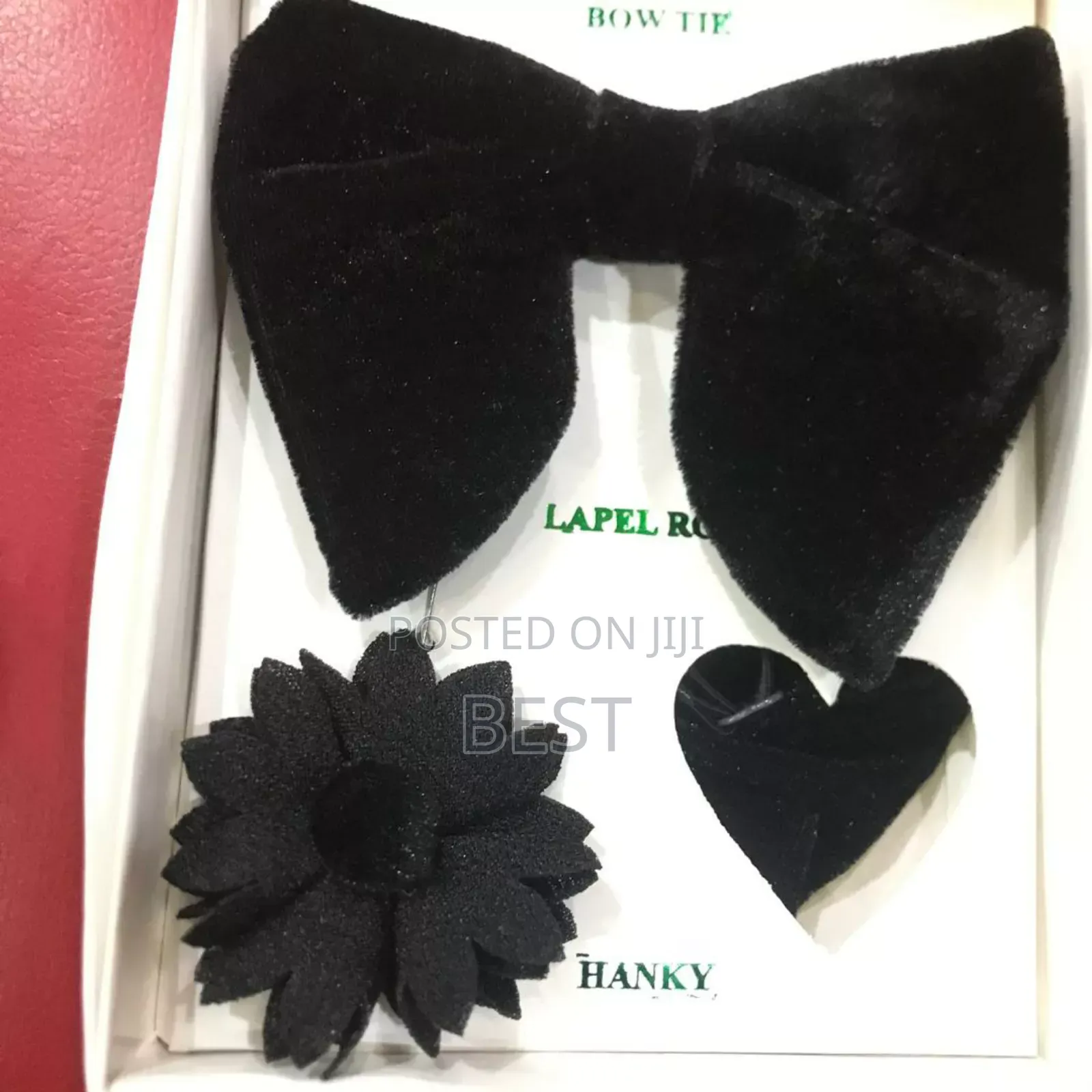 High Quality Suede Butterfly Bow Ties, Complete Set.