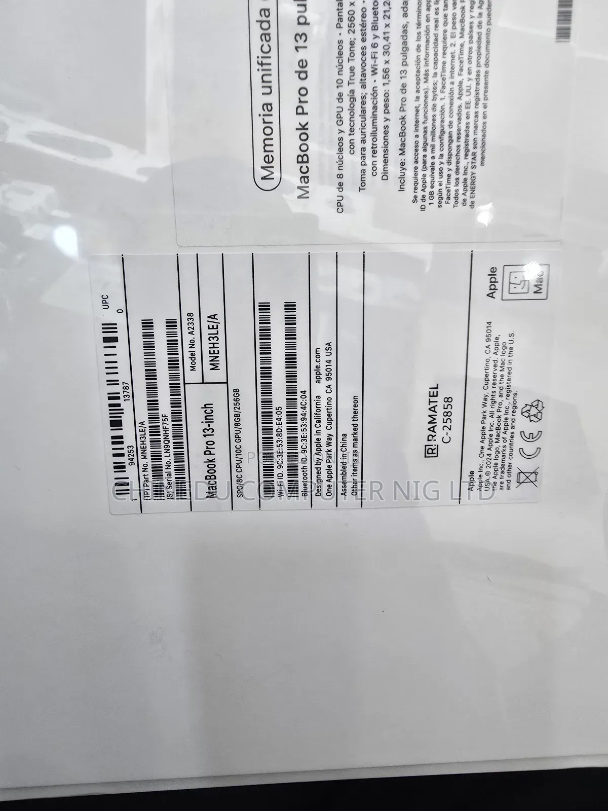 New Laptop Apple MacBook Pro 8GB Apple M2 SSD 256GB