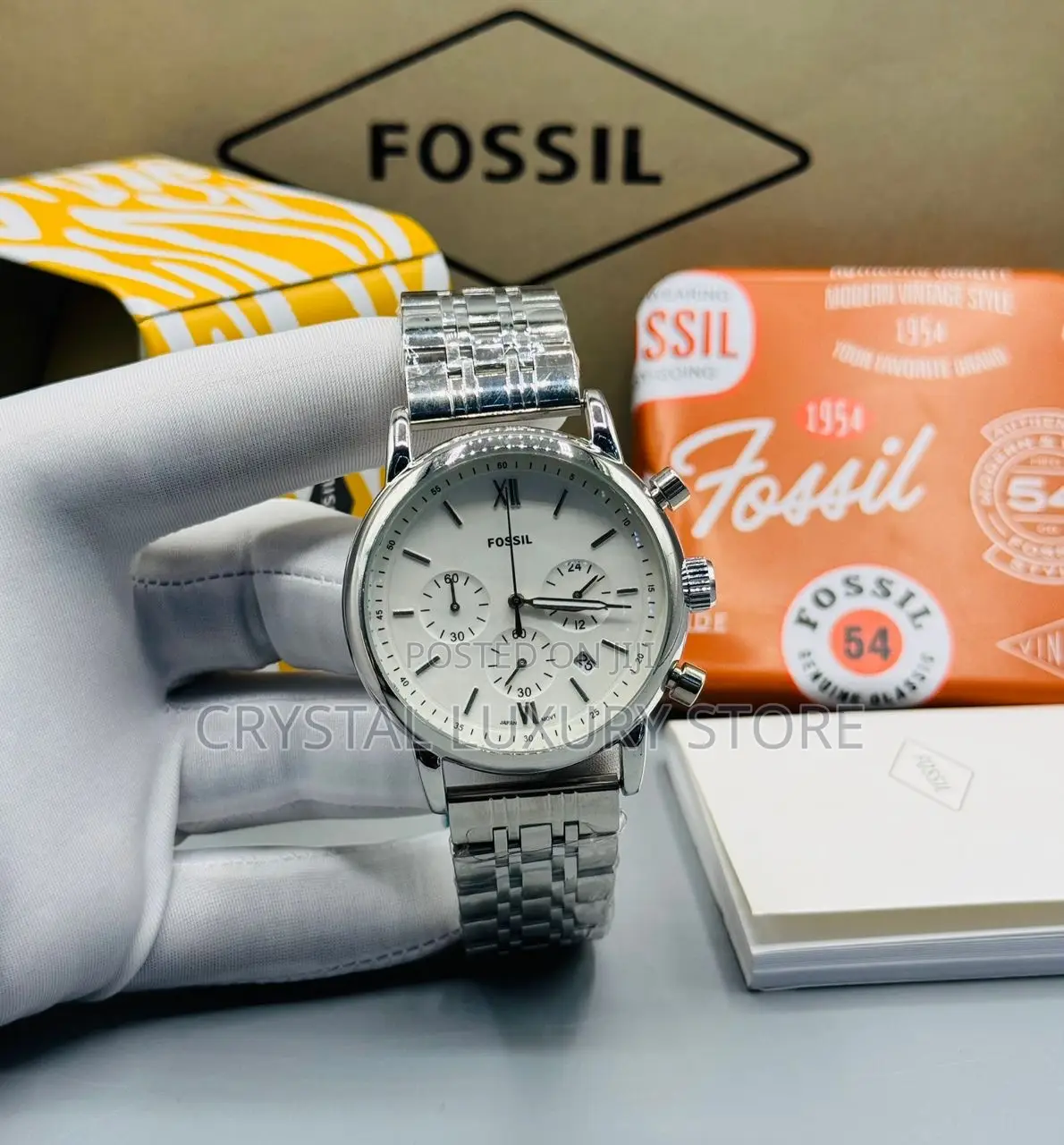 Fossil Quality Luxury Men Chain Strap Wristwatch