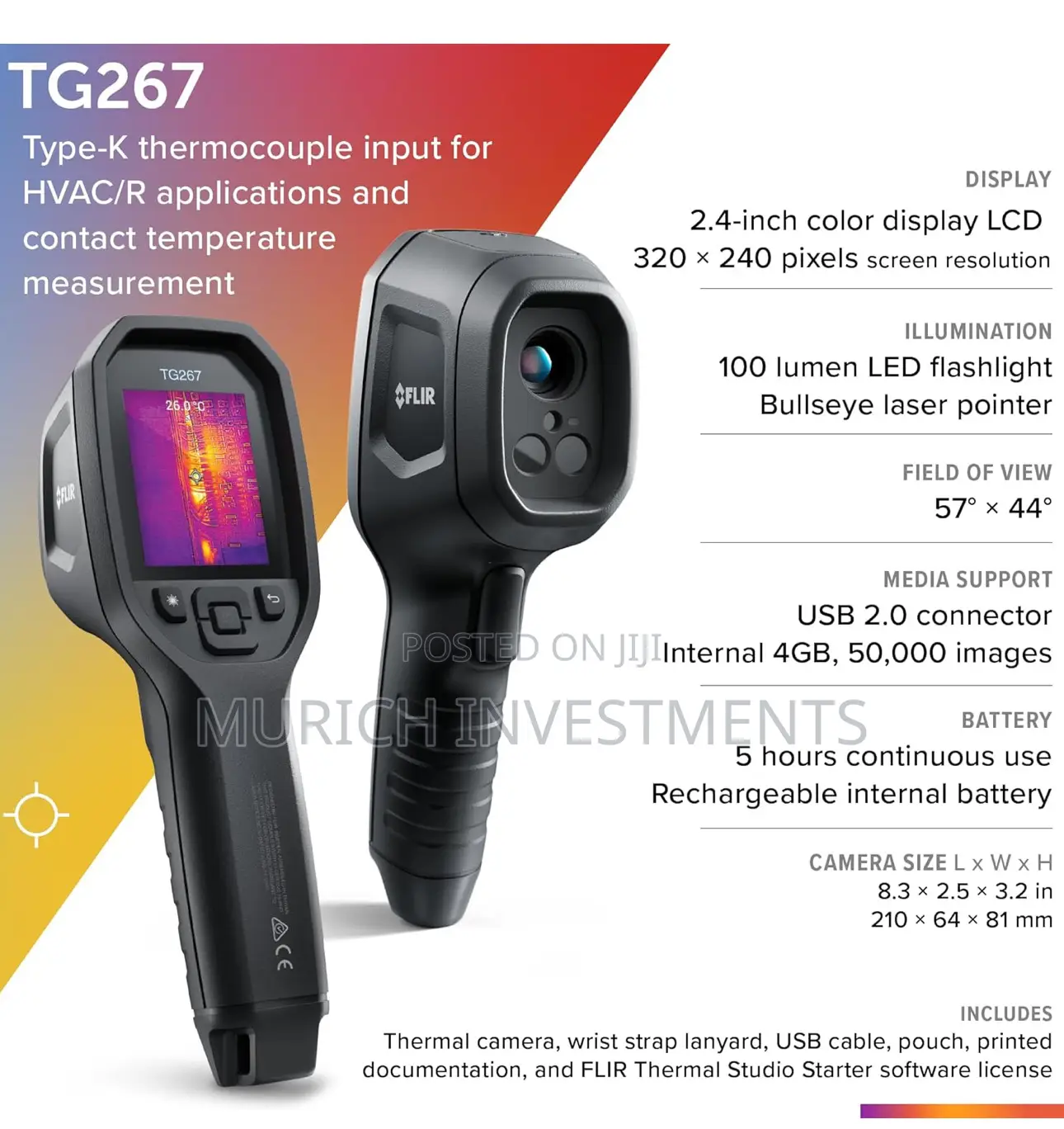 Flir Tg267 Thermal Imaging Camera With Bullseye Laser