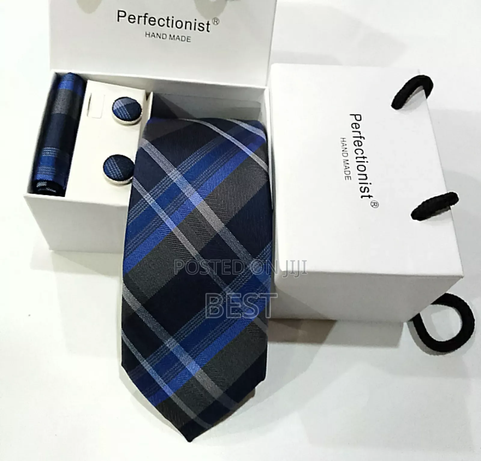 Men Luxury Quality Long Tie With Cufflinks and Pocket Square