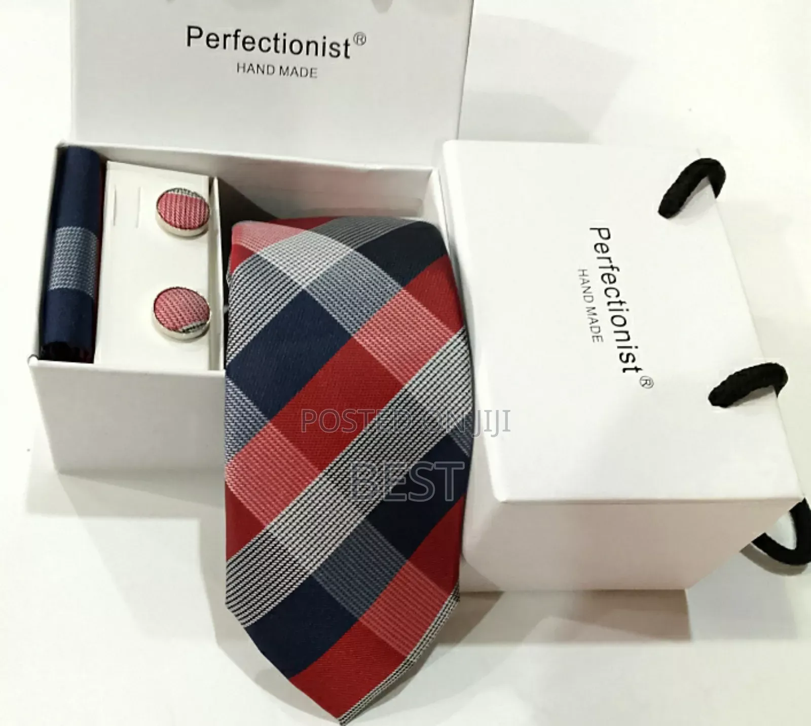 Men Luxury Quality Long Tie With Cufflinks and Pocket Square