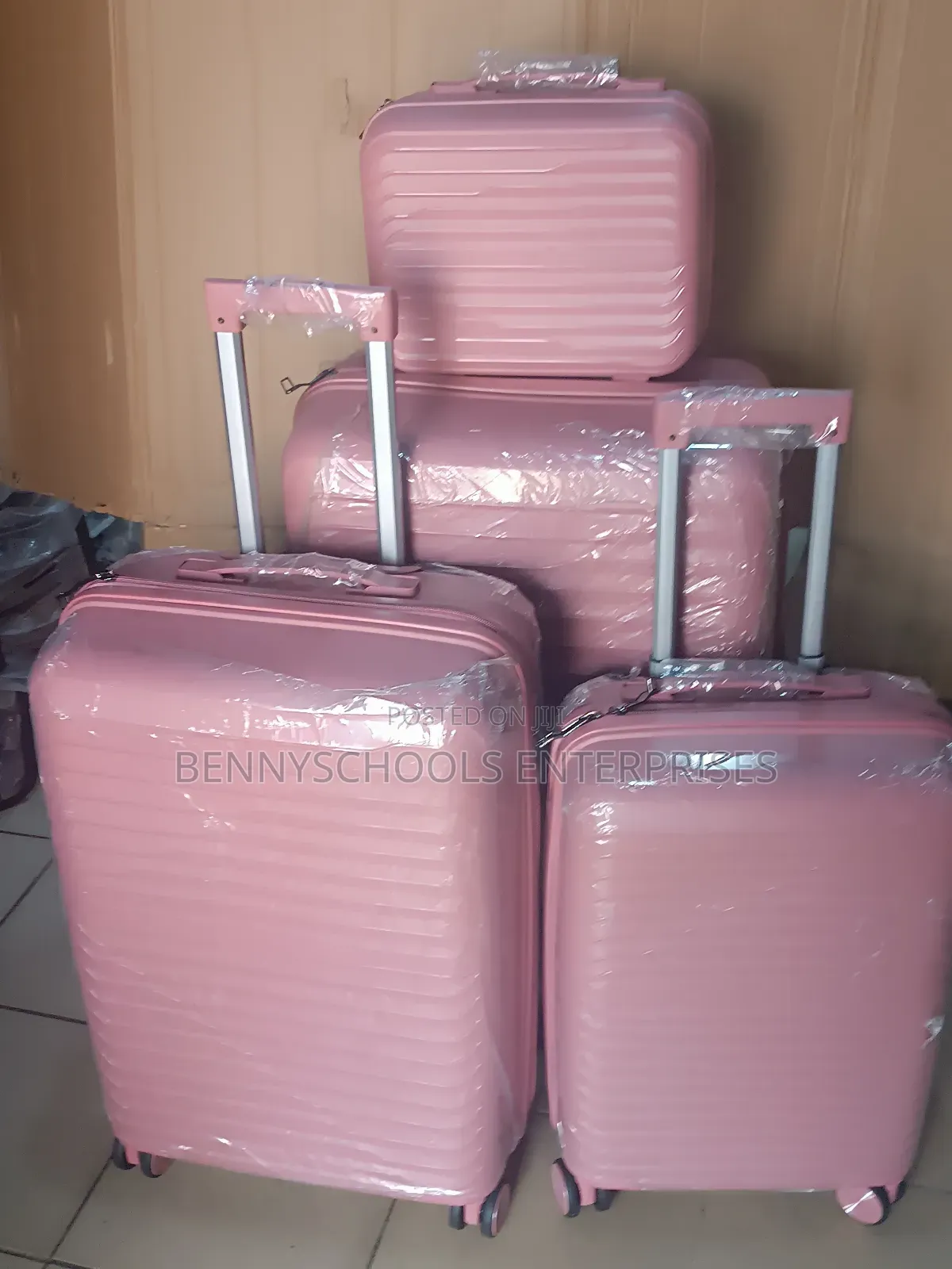 Peach Set of 4 Unbreakable Rubber Luggage Boxes No Theft Zip