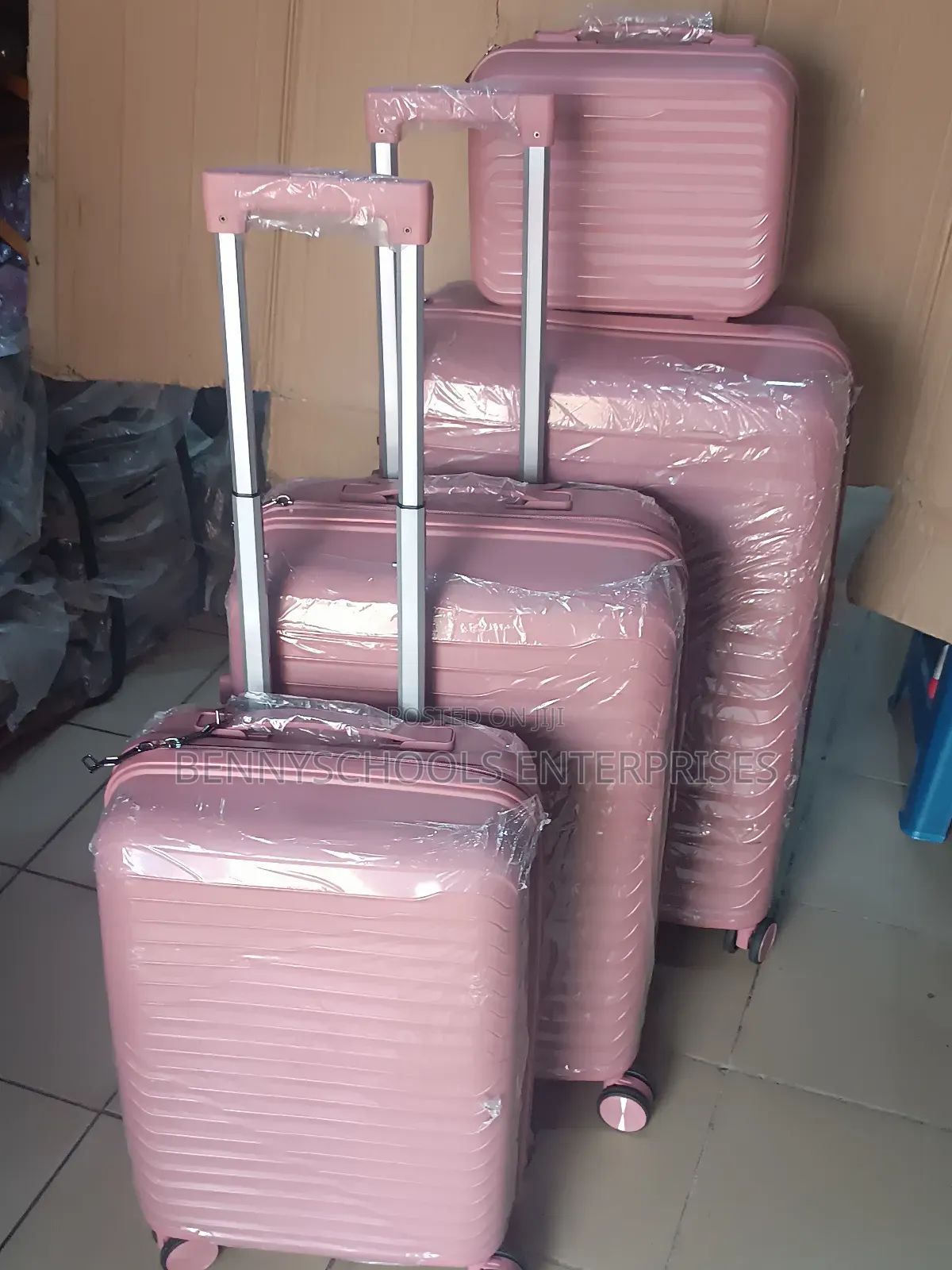 Peach Set of 4 Unbreakable Rubber Luggage Boxes No Theft Zip